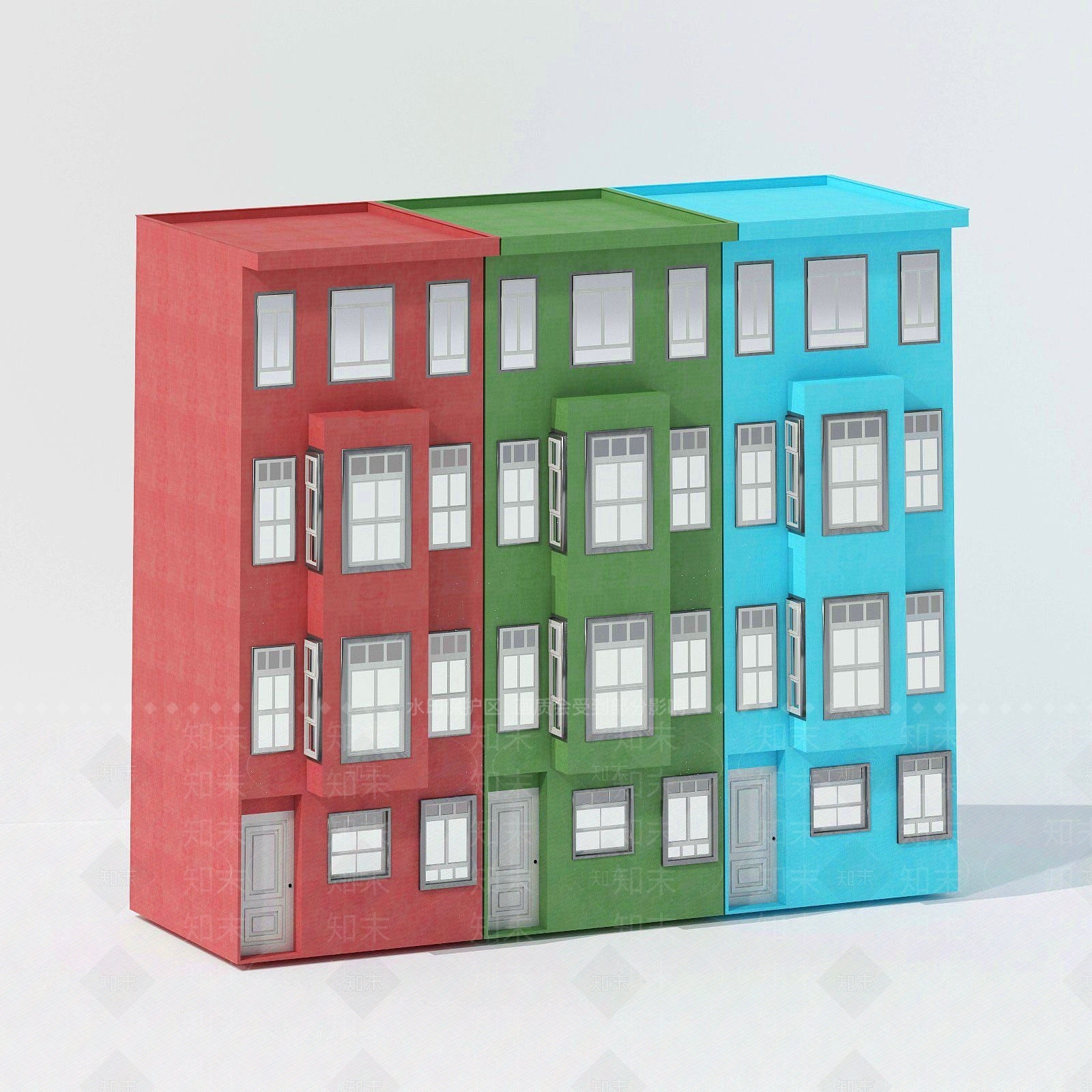 现代公寓建筑3D模型下载【ID:1192558386】