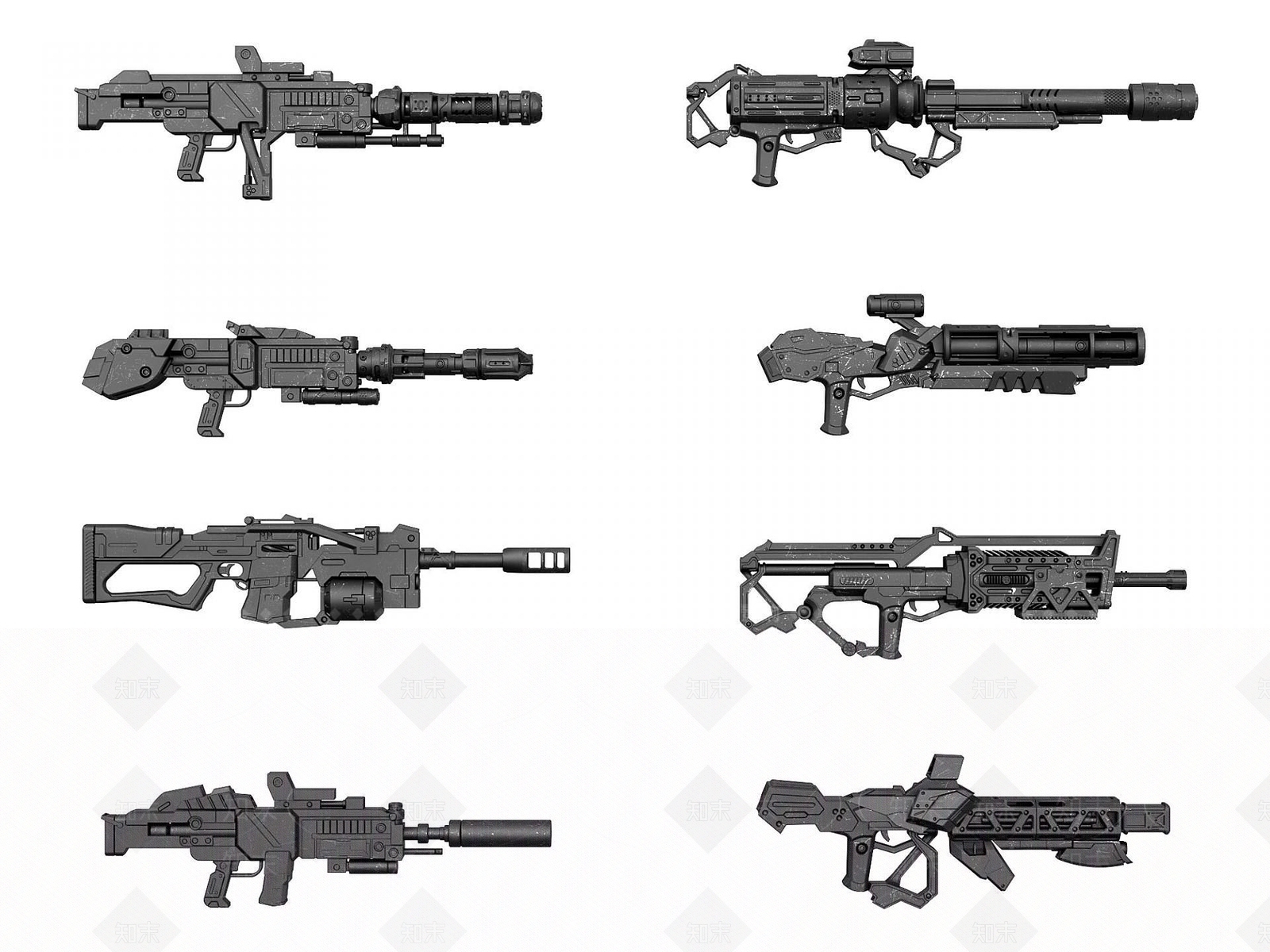现代科幻武器枪支冲锋枪3D模型下载【ID:1192562606】
