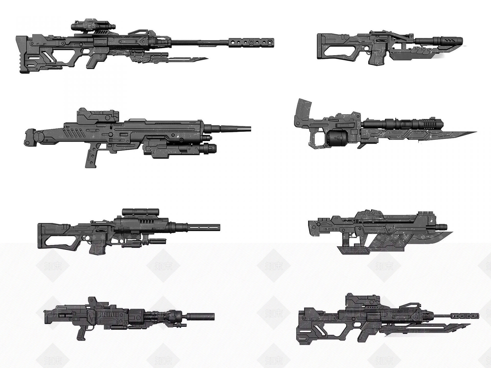 现代科幻枪支冲锋枪武器3D模型下载【ID:1192562788】
