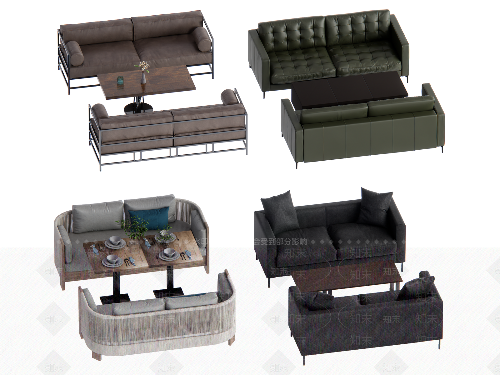 现代卡座沙发SU模型下载【ID:1192566818】