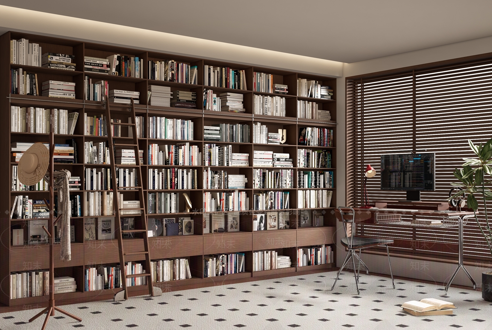 现代中古书房3D模型下载【ID:1192568750】