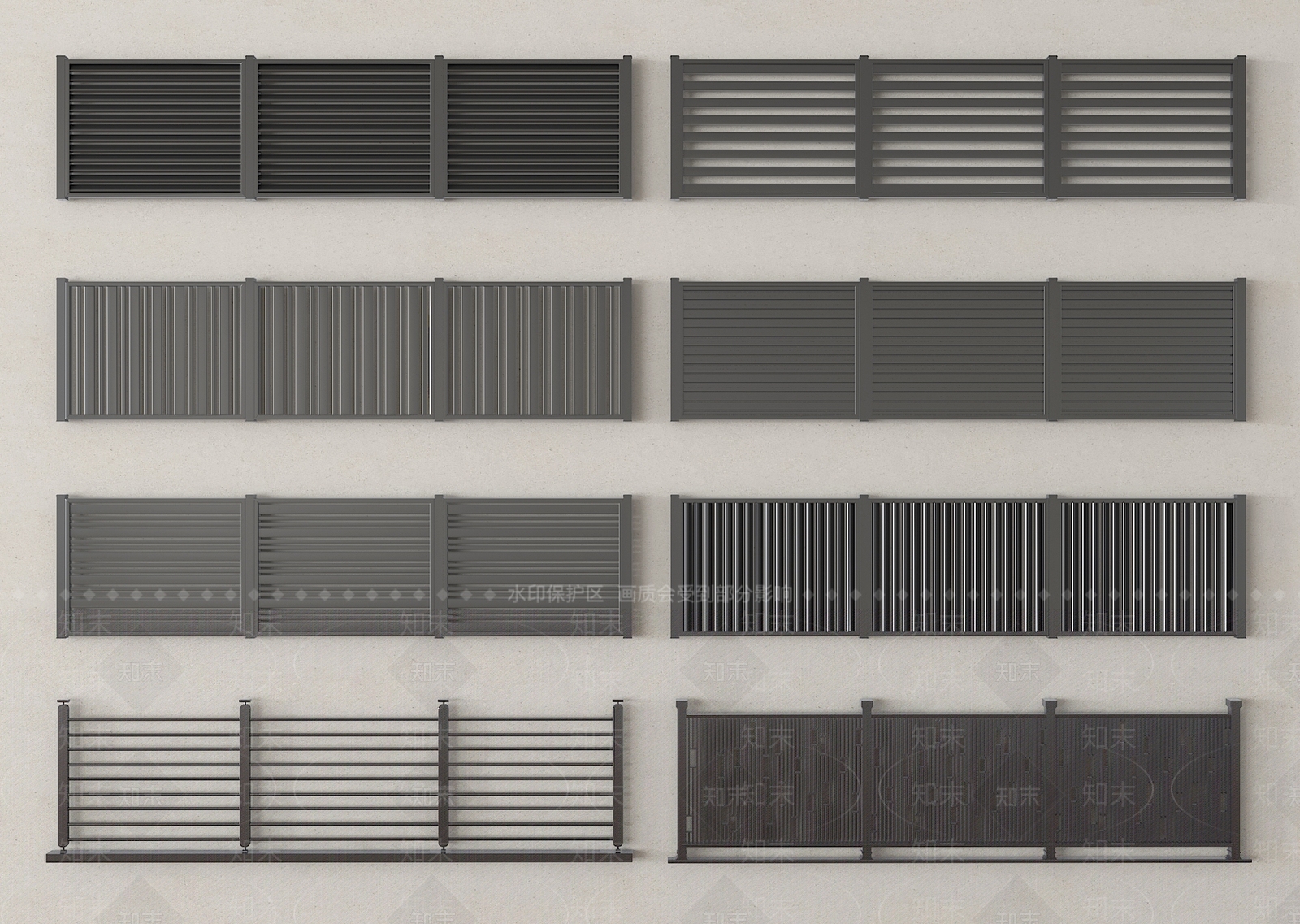 现代围栏护栏SU模型下载【ID:1192578121】