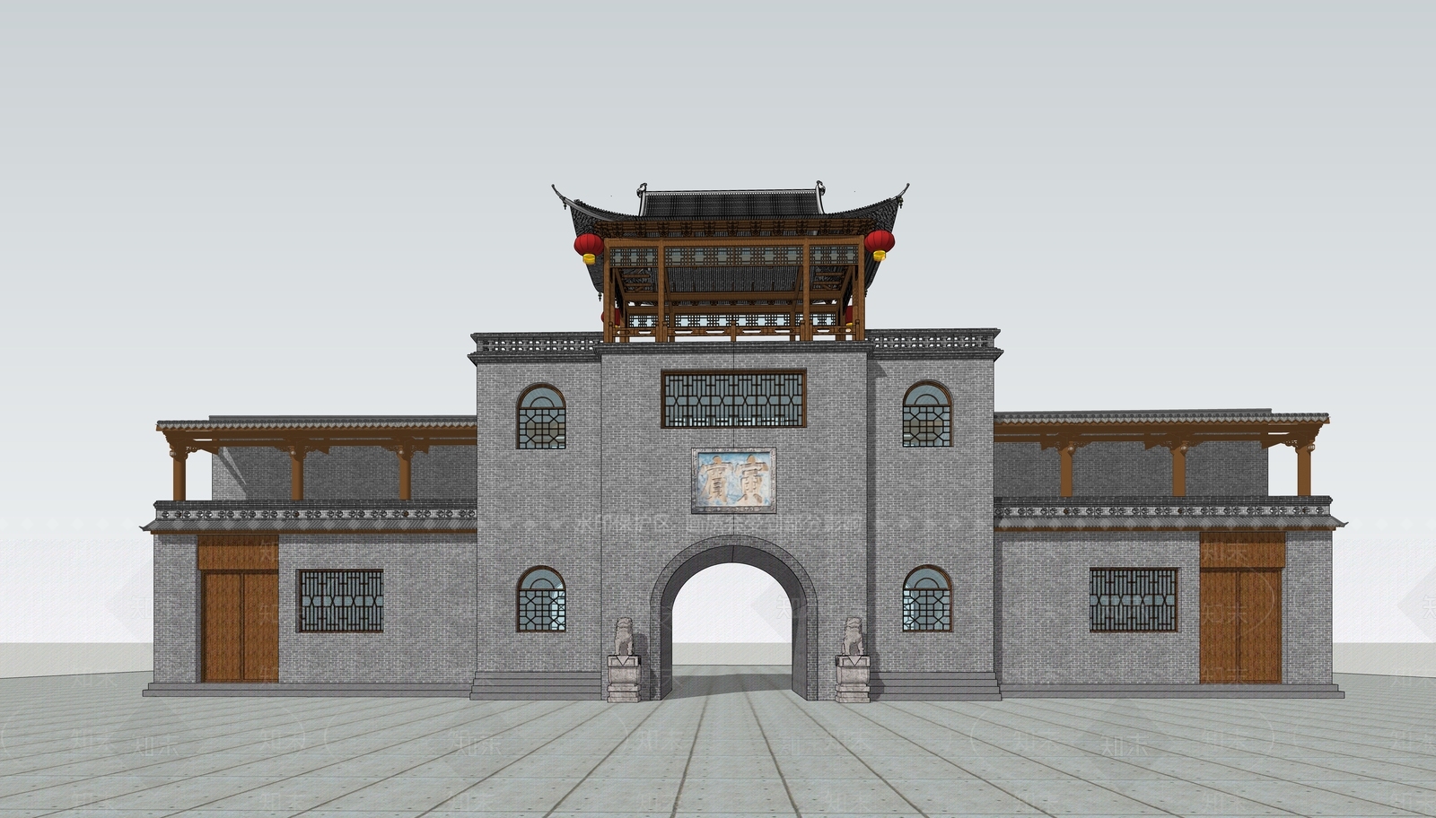 中式古建筑SU模型下载【ID:1192579537】