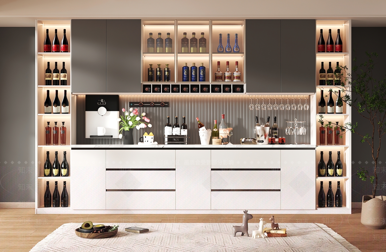 现代酒柜3D模型下载【ID:1192581045】