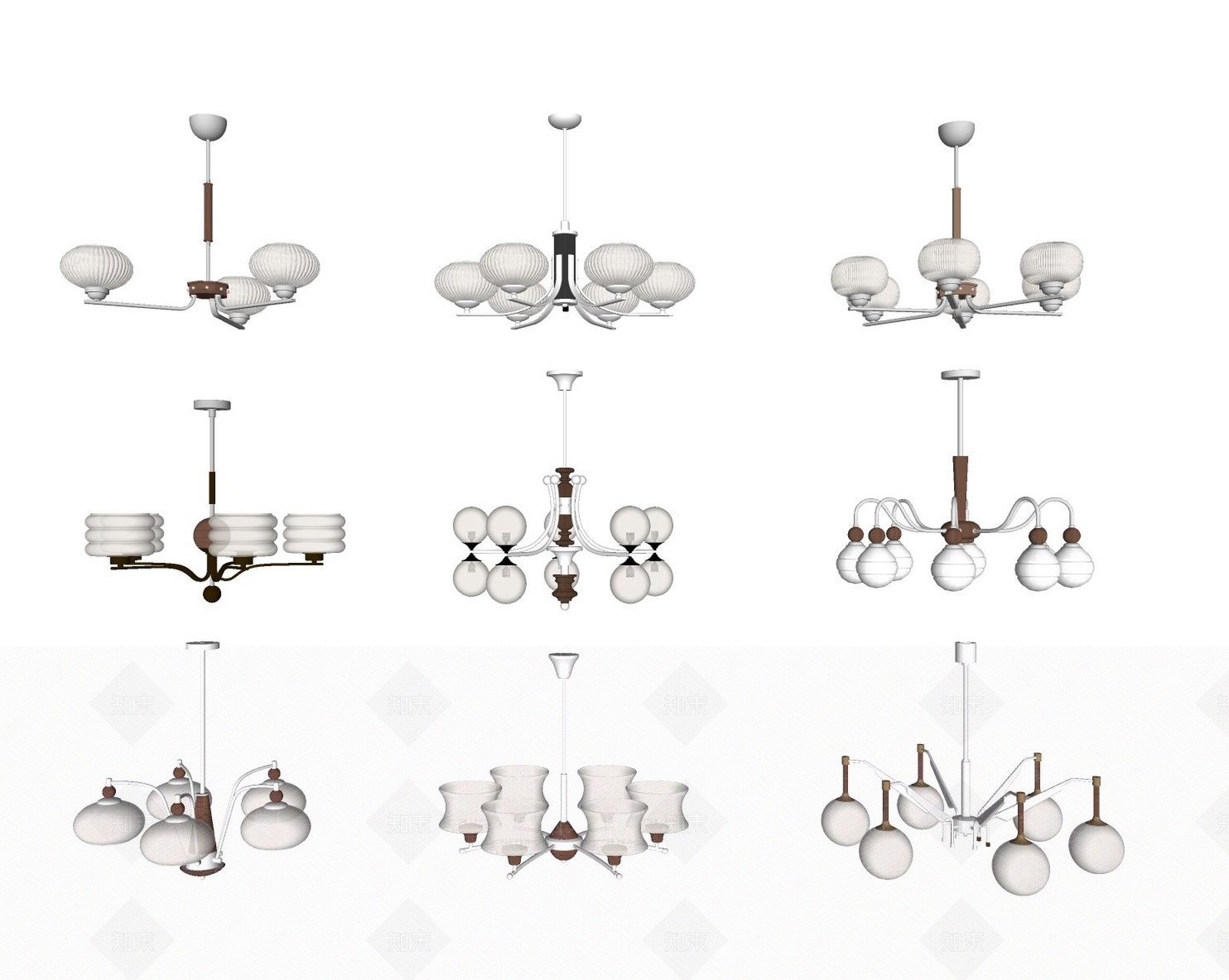 复古中古吊灯SU模型下载【ID:1192582599】