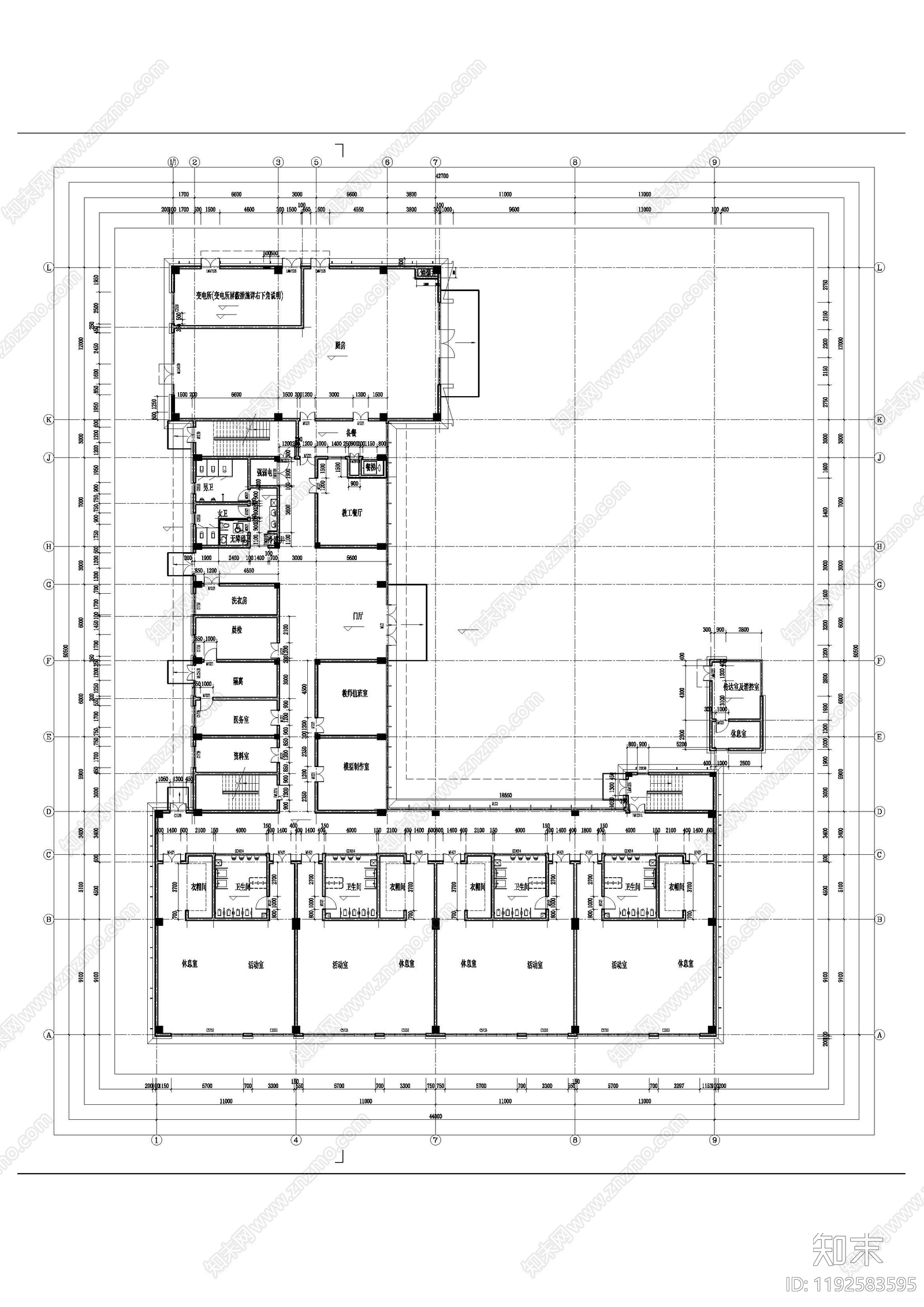 现代轻奢幼儿园建筑cad施工图下载【ID:1192583595】