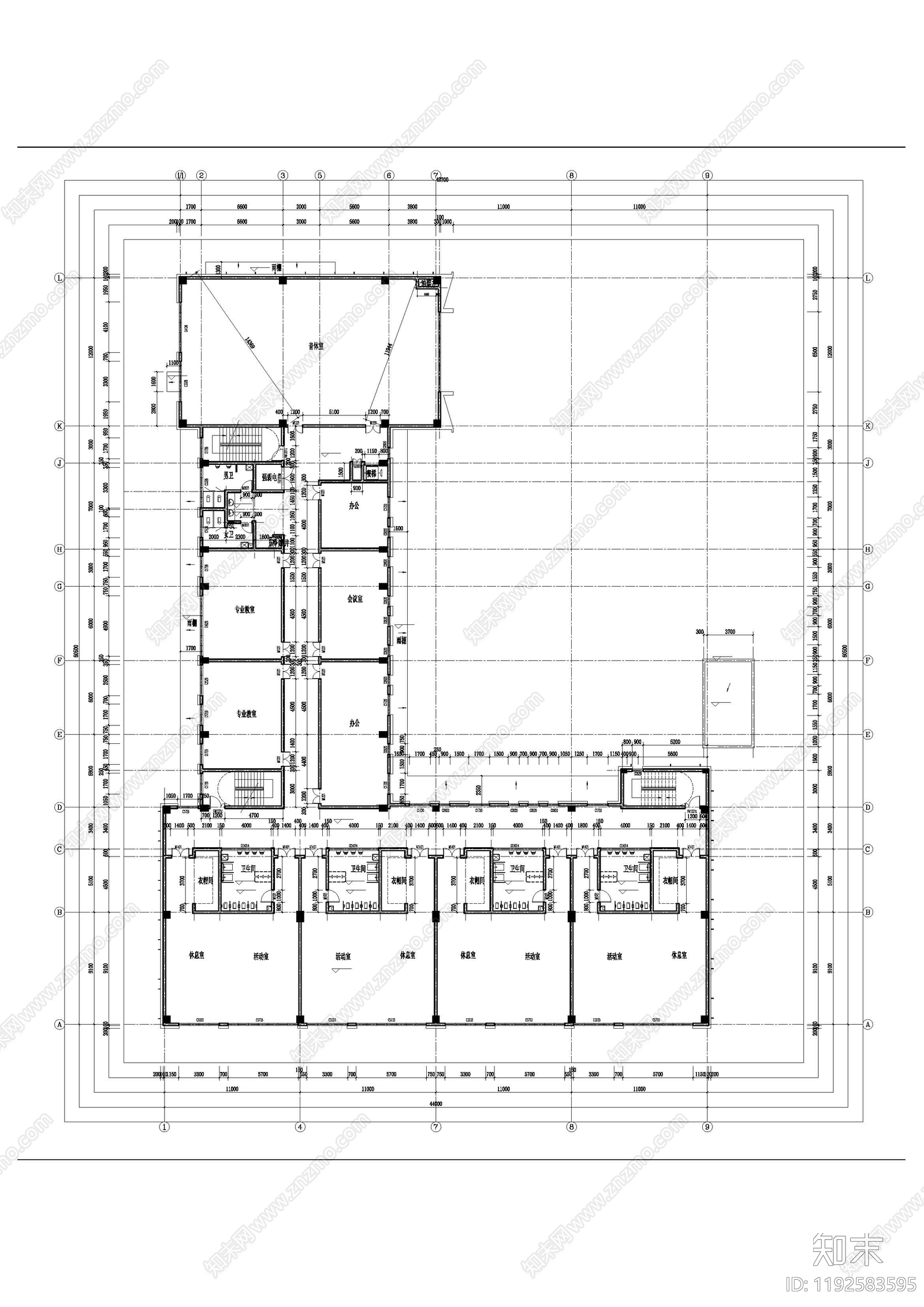 现代轻奢幼儿园建筑cad施工图下载【ID:1192583595】