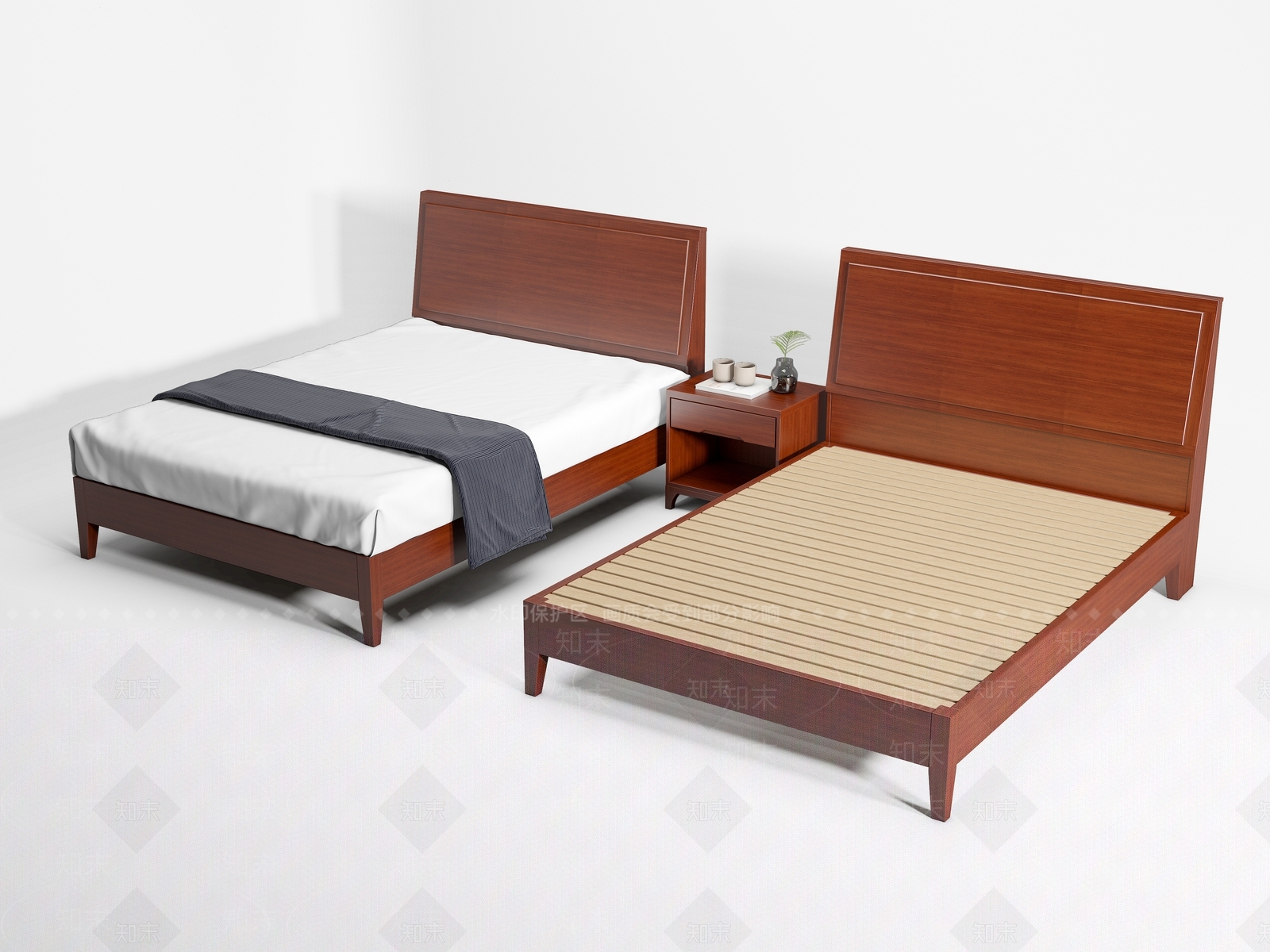 现代单人床3D模型下载【ID:1192584025】