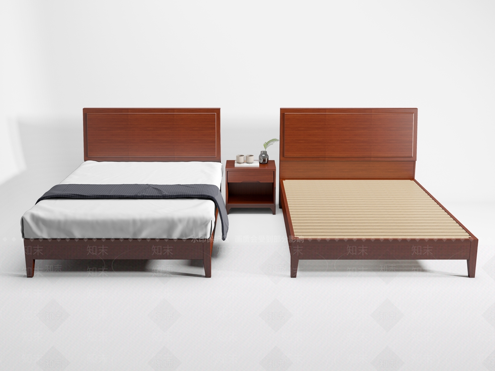 现代单人床3D模型下载【ID:1192584025】