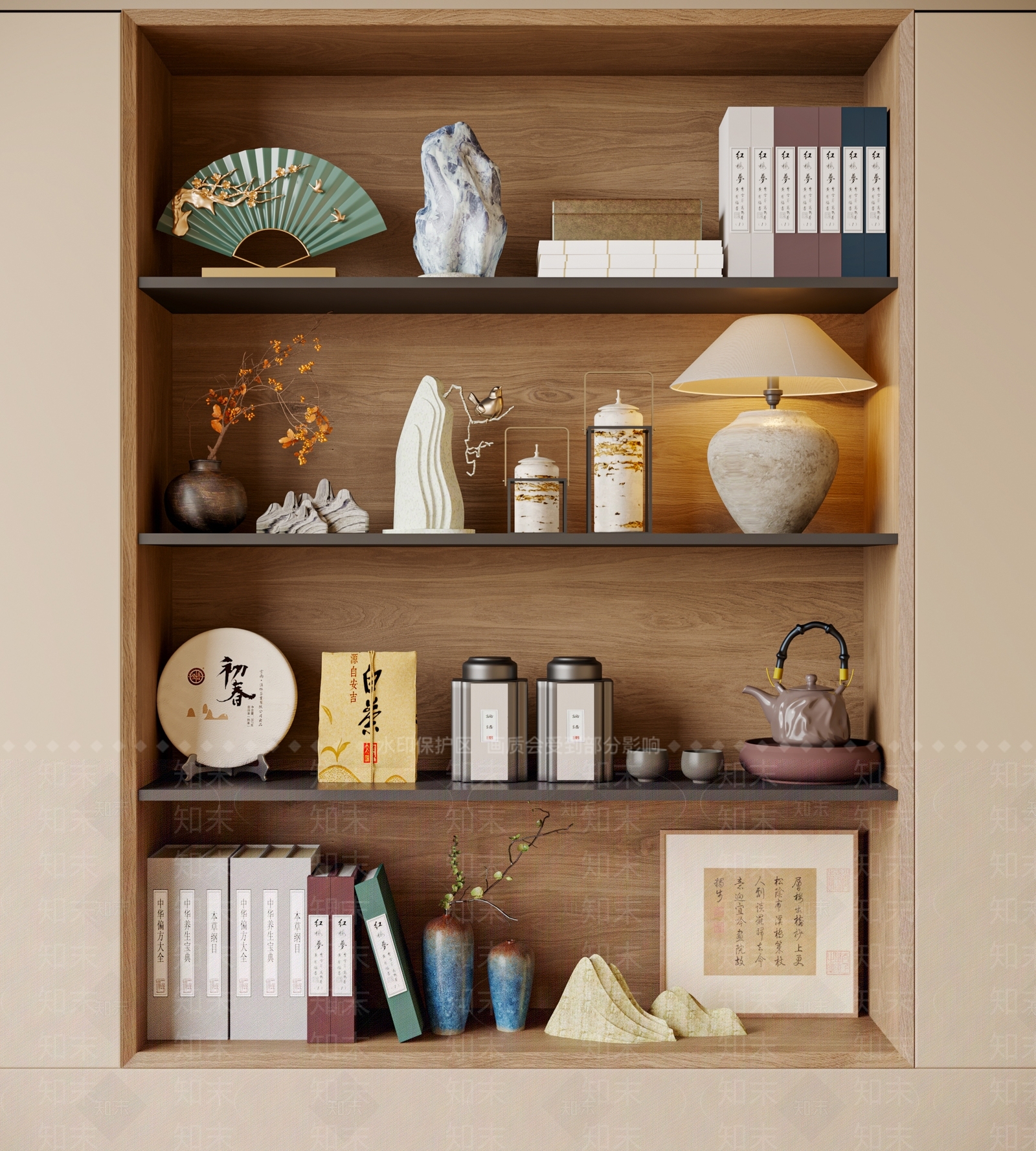 新中式中式摆件组合SU模型下载【ID:1192584140】