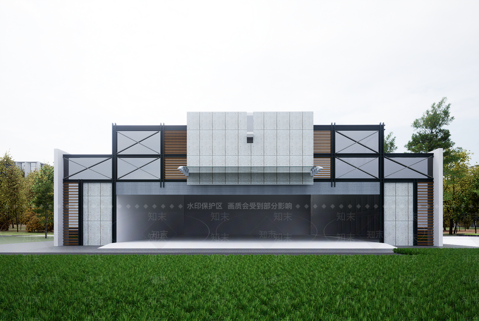 现代厂房SU模型下载【ID:1192586400】