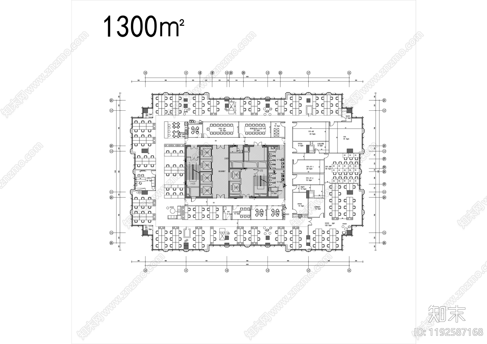 现代开放办公室cad施工图下载【ID:1192587168】