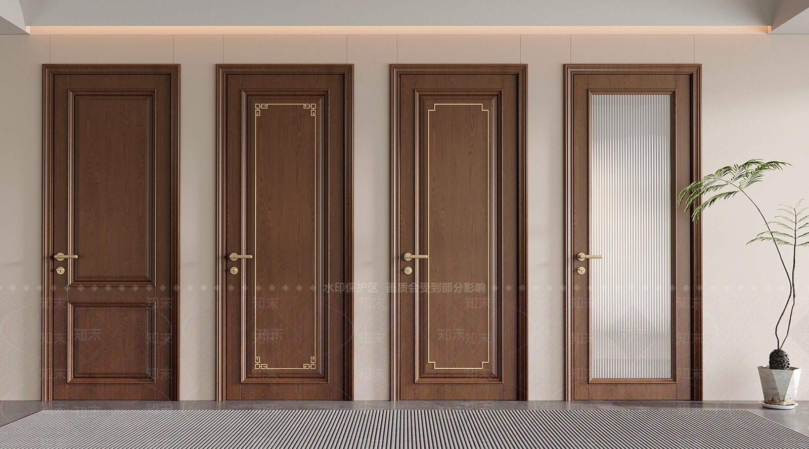 新中式单开门3D模型下载【ID:1192590169】
