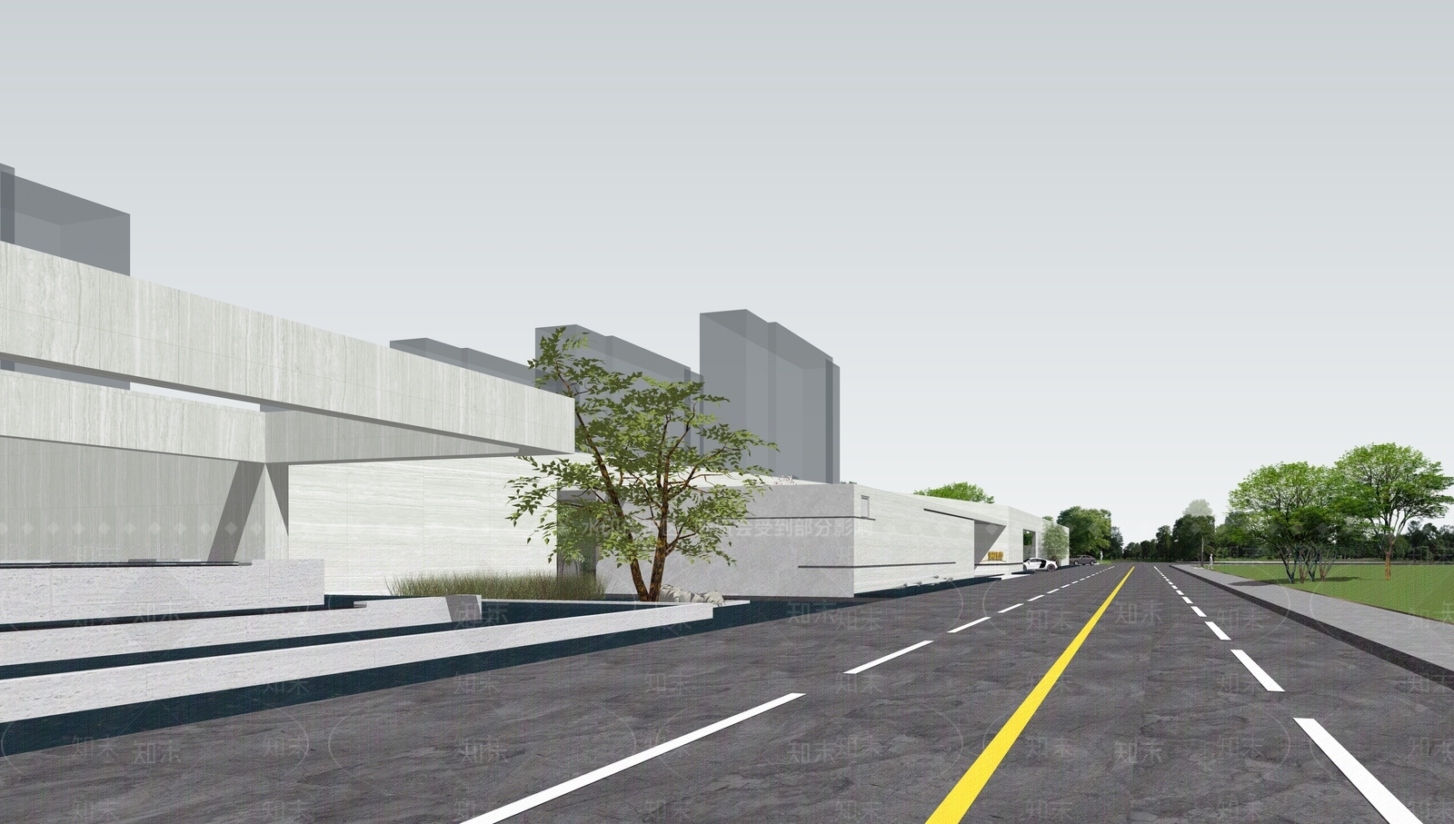 现代售楼处建筑SU模型下载【ID:1192592320】