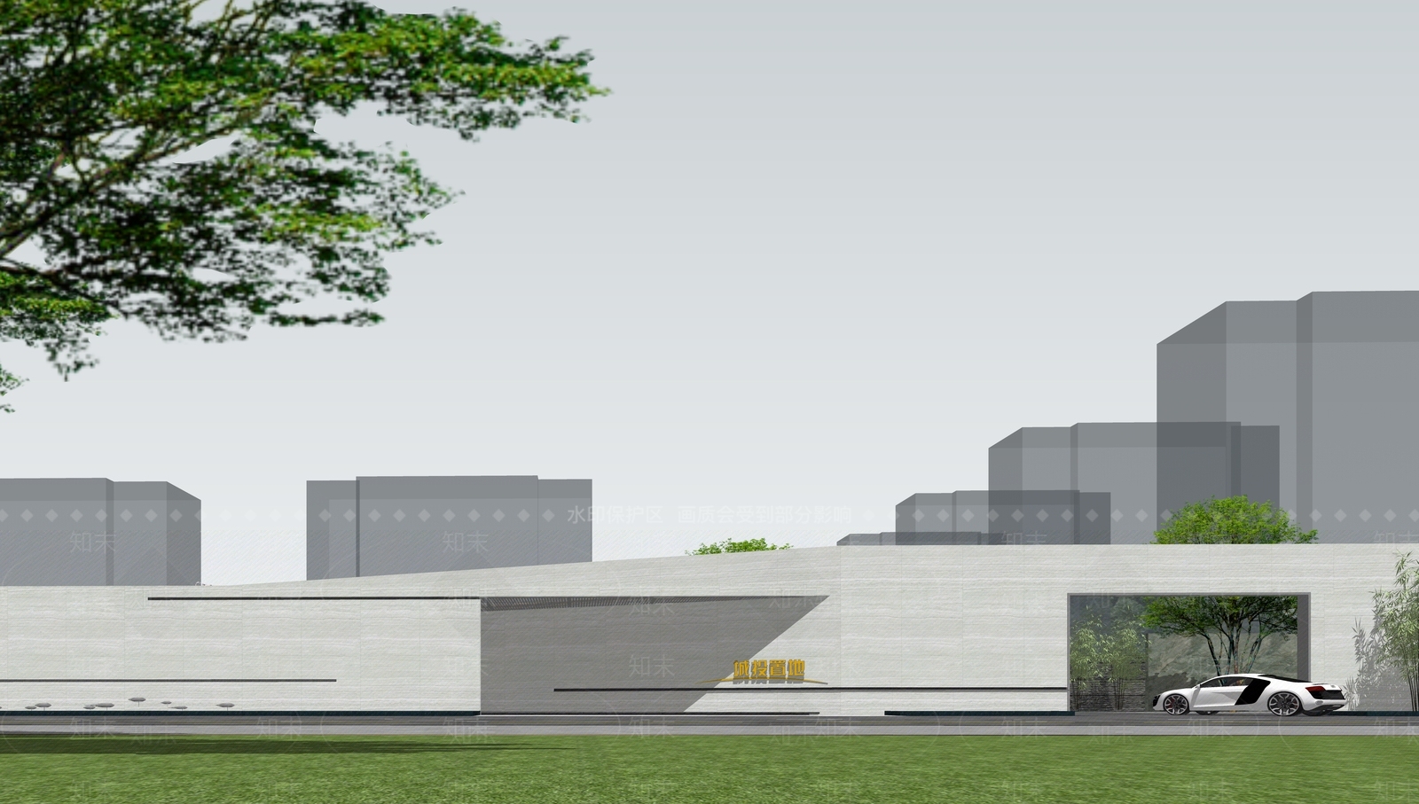 现代售楼处建筑SU模型下载【ID:1192592320】