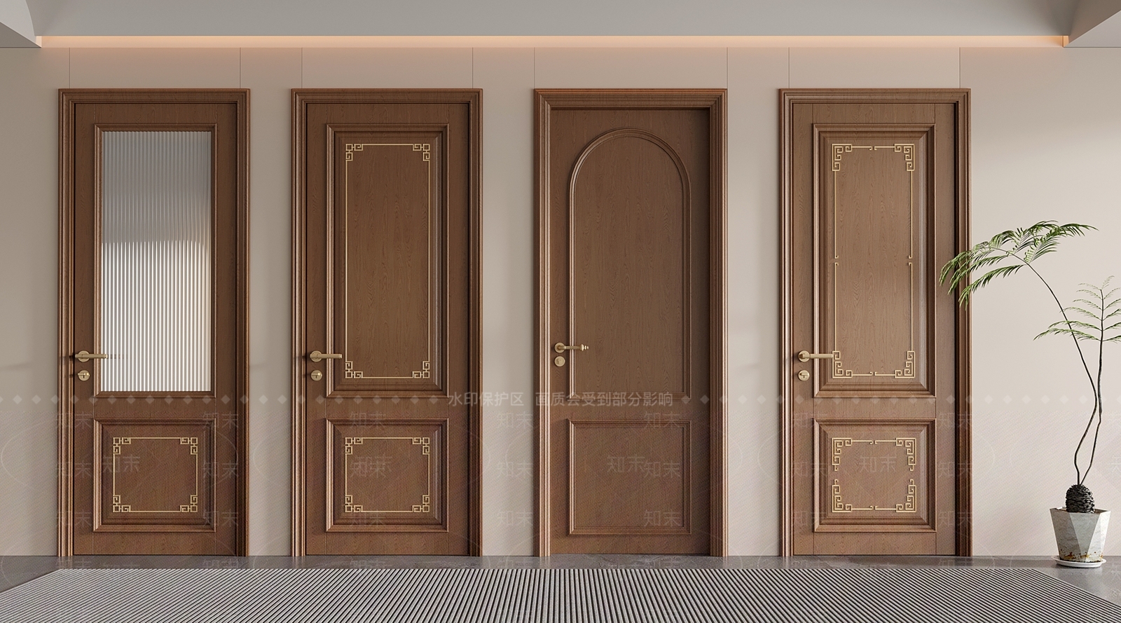 新中式单开门3D模型下载【ID:1192592652】