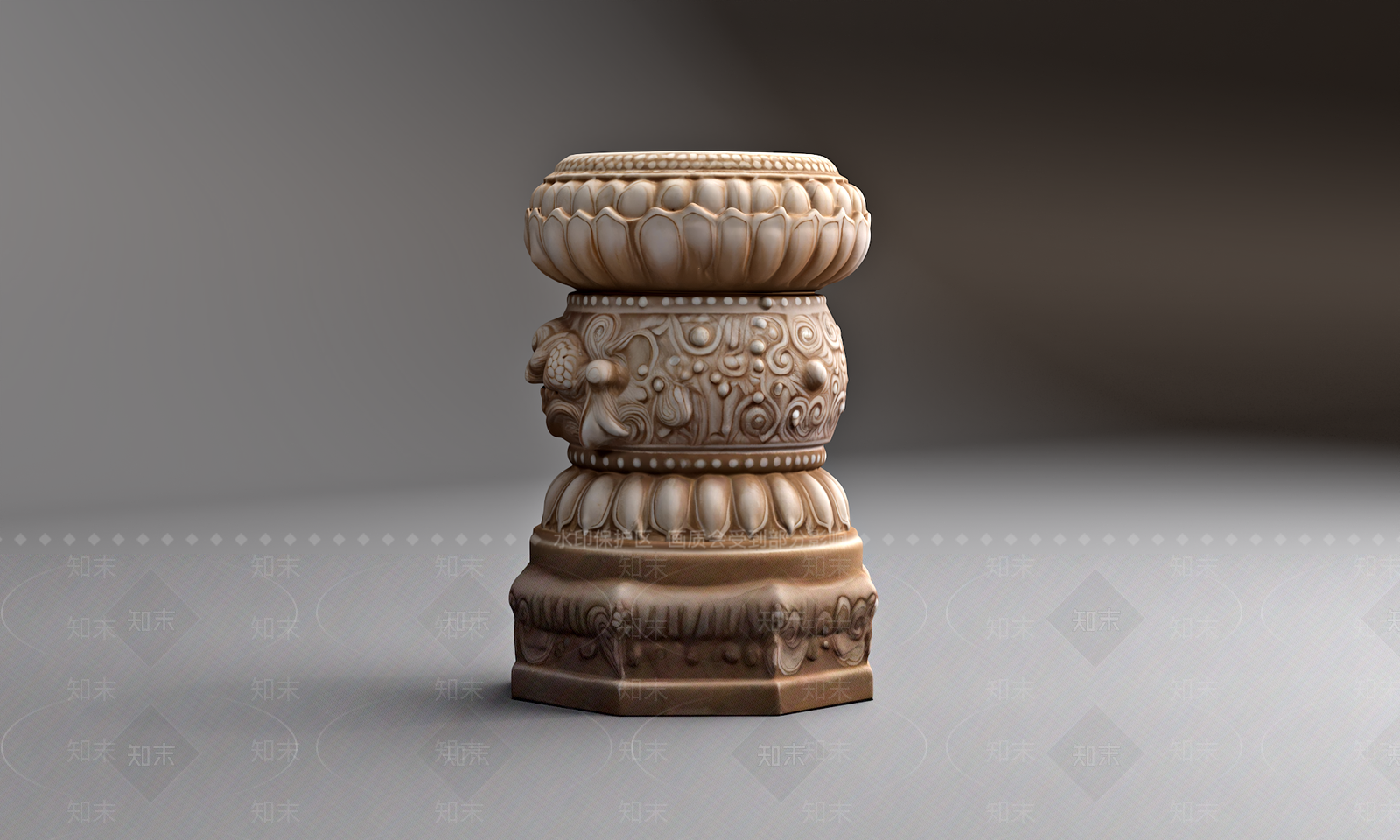 新中式中式景观雕塑3D模型下载【ID:1192596176】