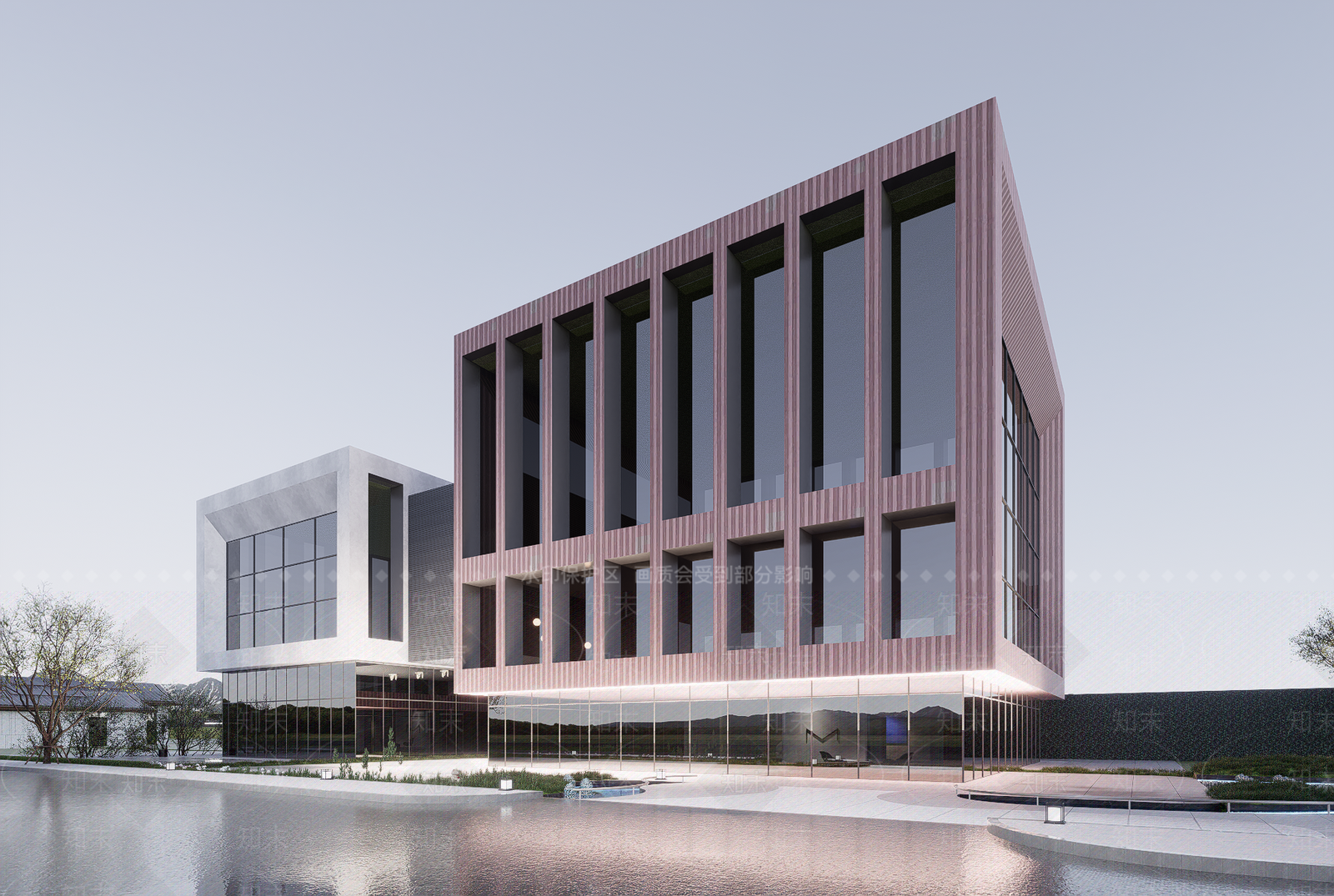 现代图书馆建筑SU模型下载【ID:1192596885】