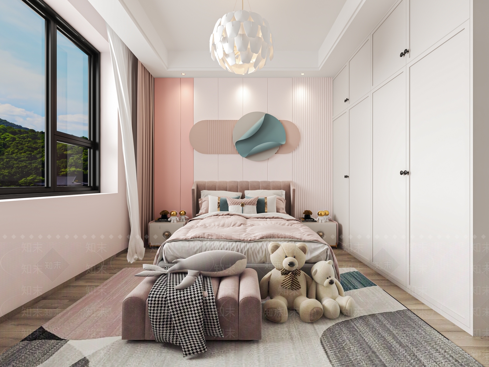 现代法式家居卧室3D模型下载【ID:1192599616】