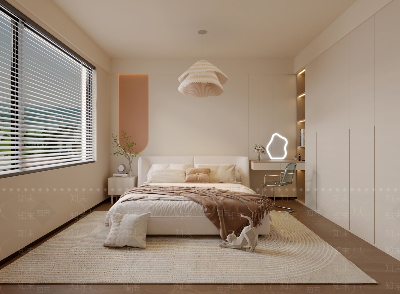 现代奶油家居卧室3D模型下载【ID:1192602988】