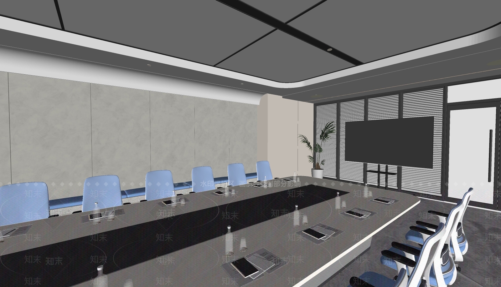 现代会议室SU模型下载【ID:1192619234】