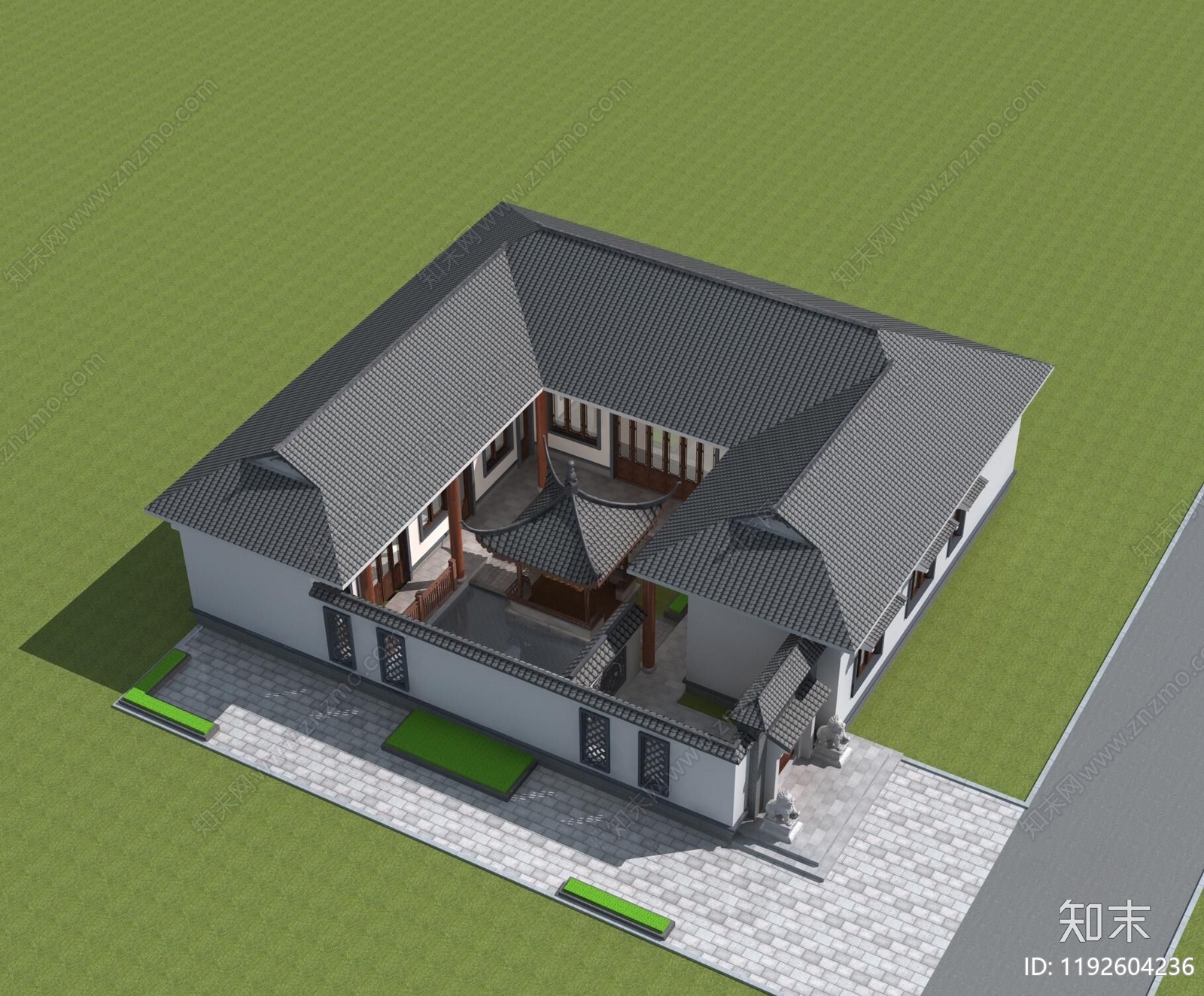 新中式中式别墅建筑施工图下载【ID:1192604236】