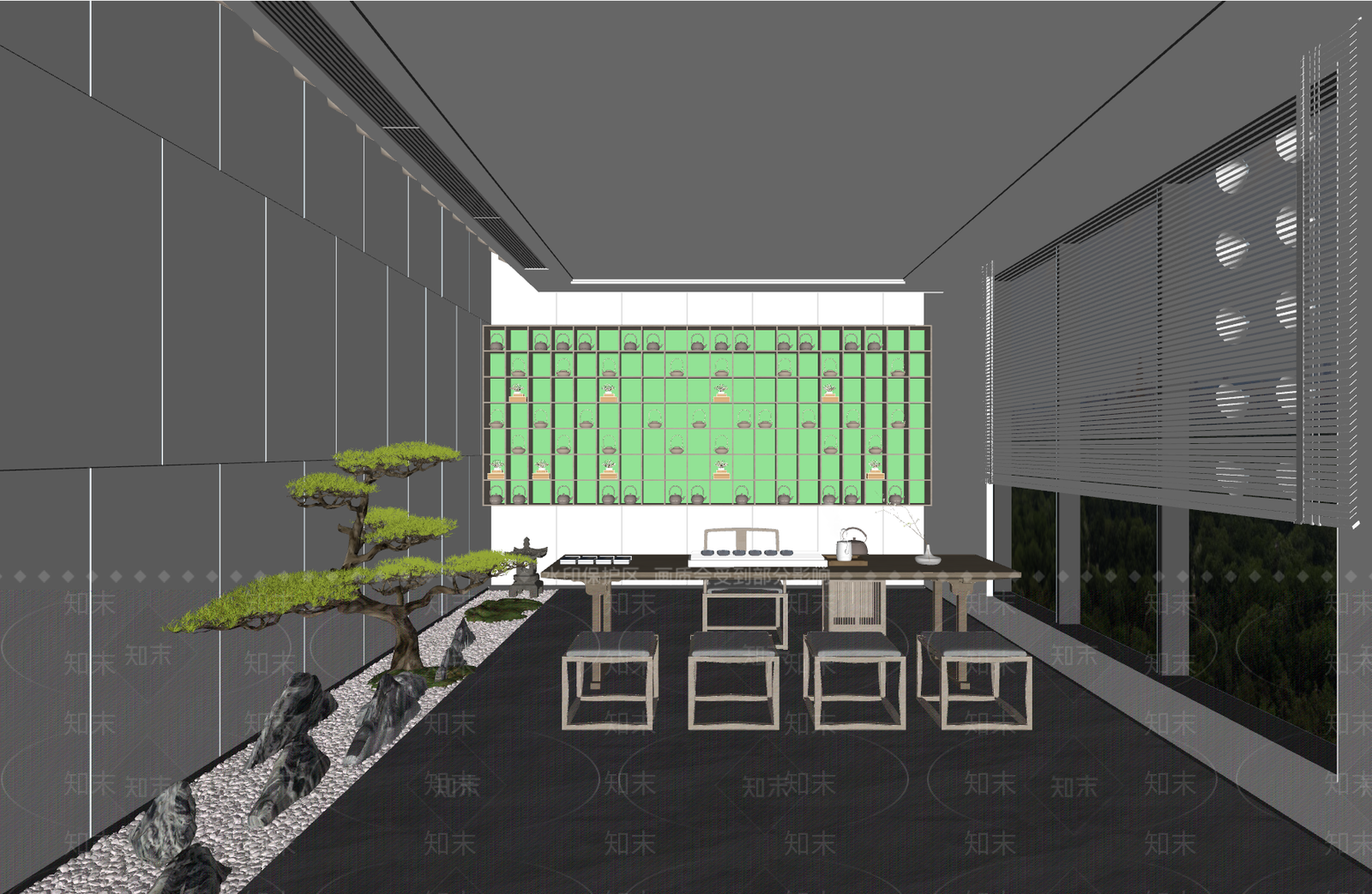 新中式现代茶馆SU模型下载【ID:1192606300】
