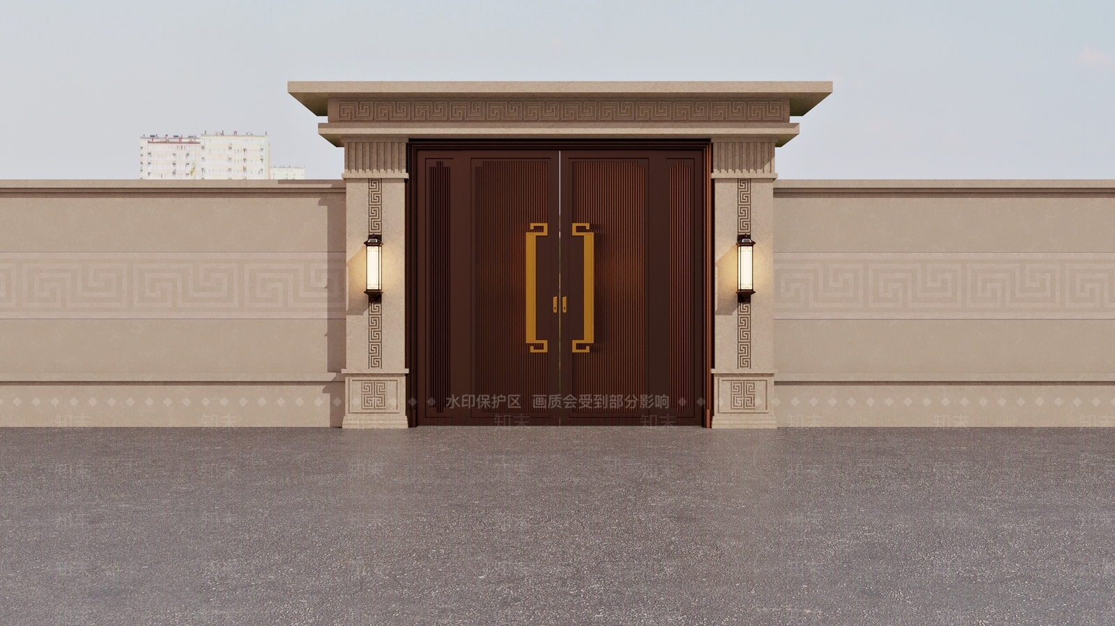 新中式别墅外观3D模型下载【ID:1192606267】