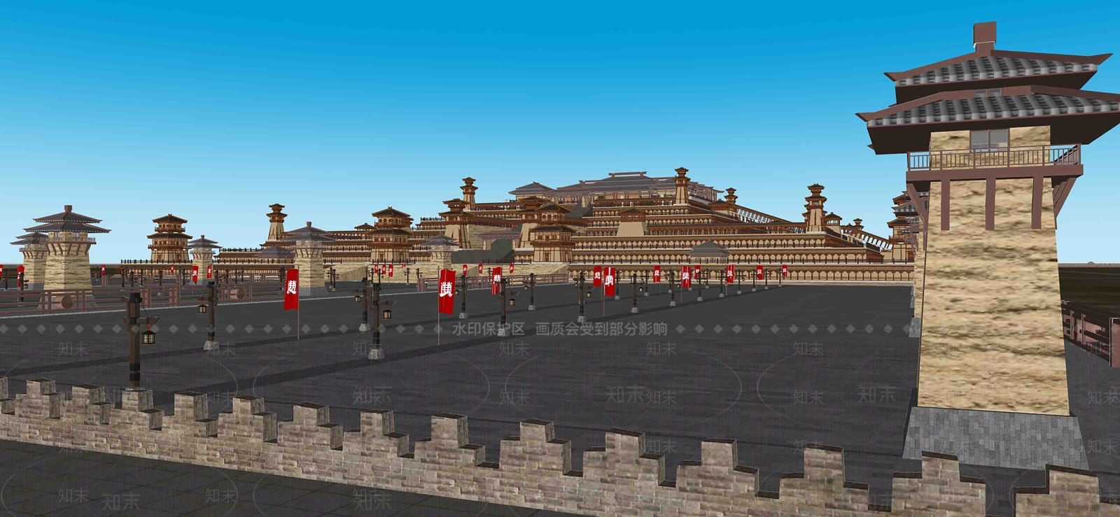 中式古建筑SU模型下载【ID:1192607169】