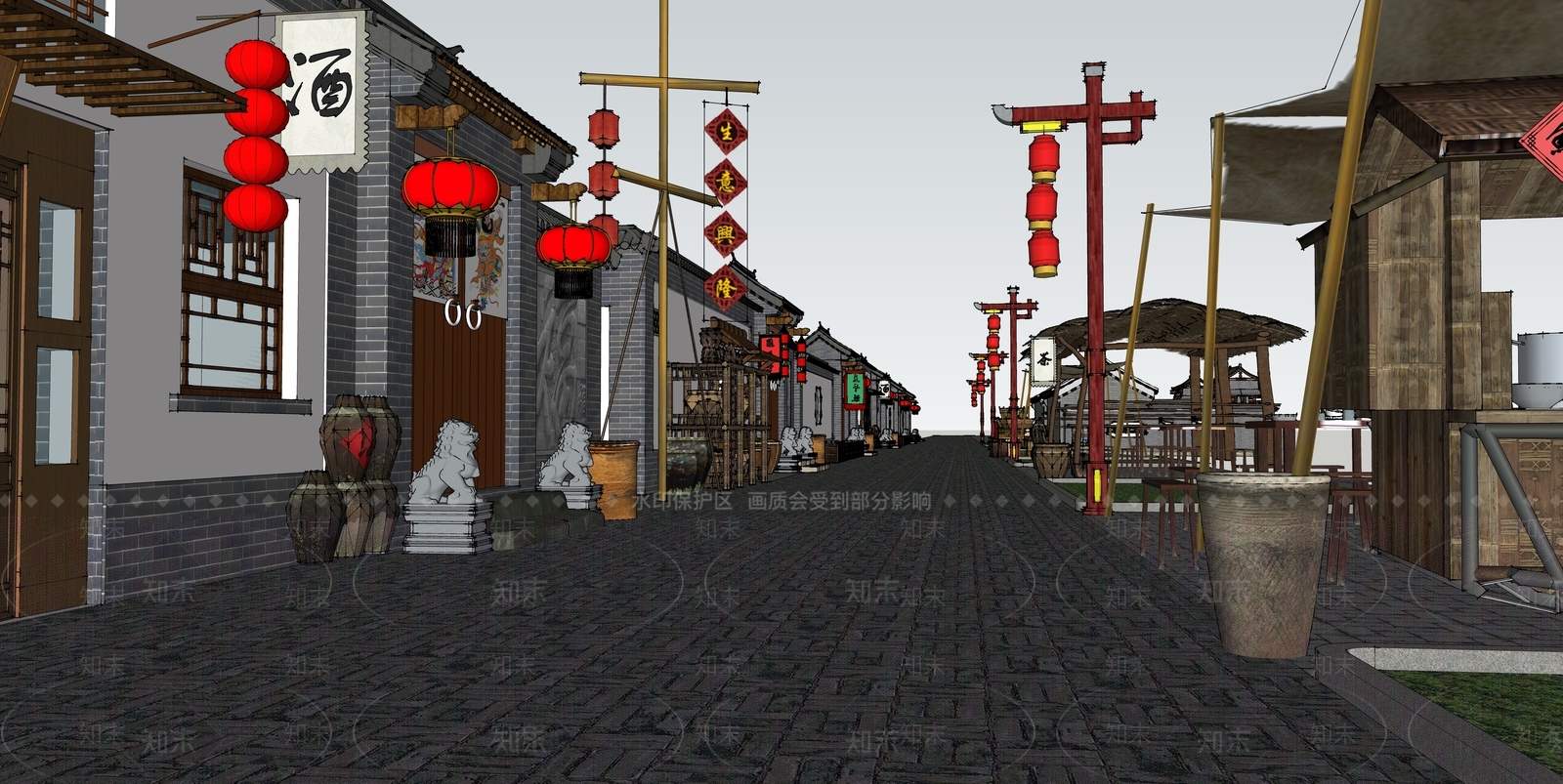 中式新中式乡村公园SU模型下载【ID:1192607978】