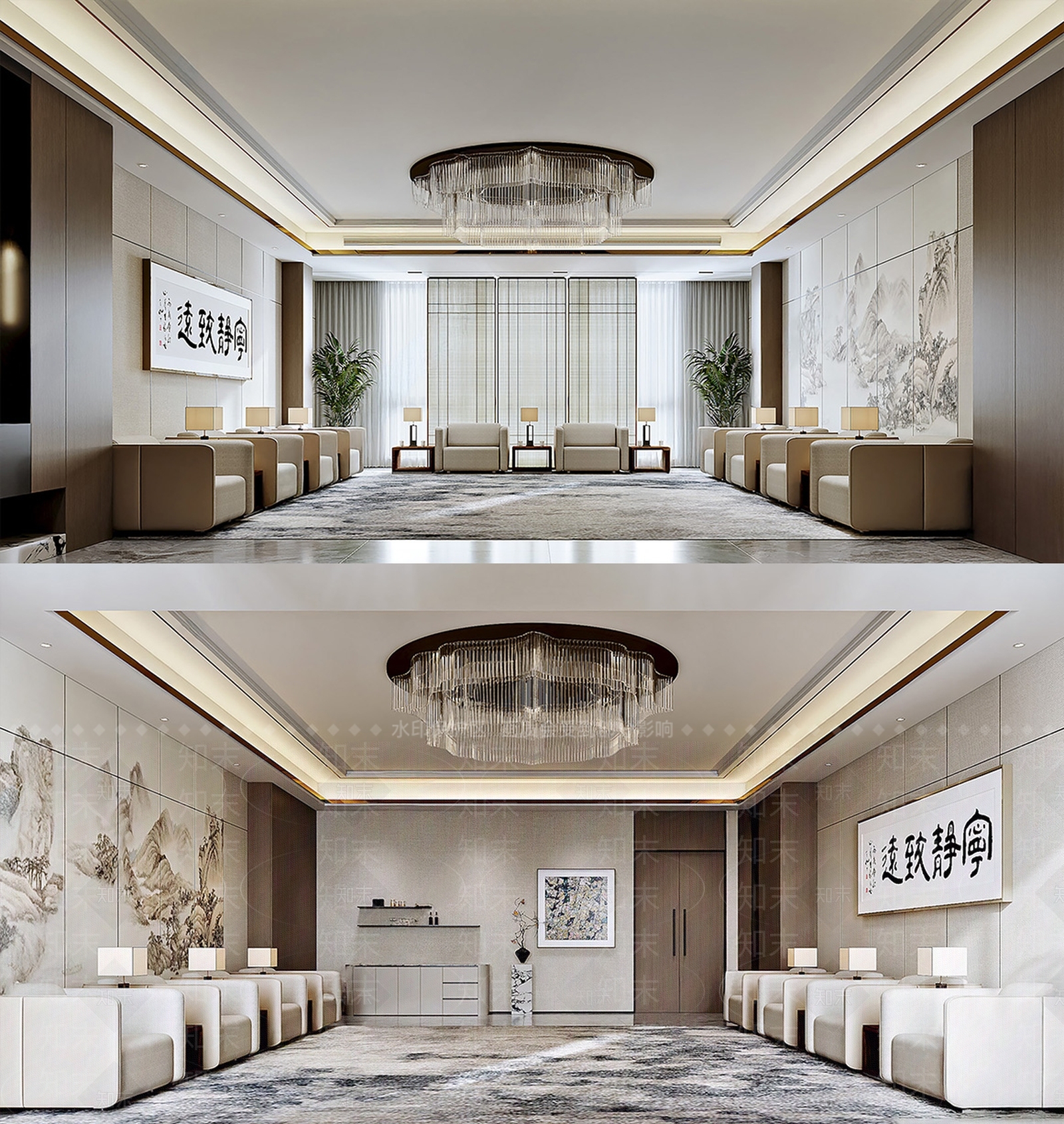 新中式轻奢其他办公区域SU模型下载【ID:1192617996】