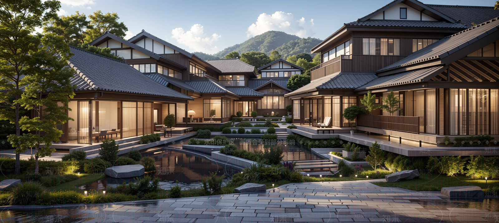 日式侘寂商业街SU模型下载【ID:1192619829】