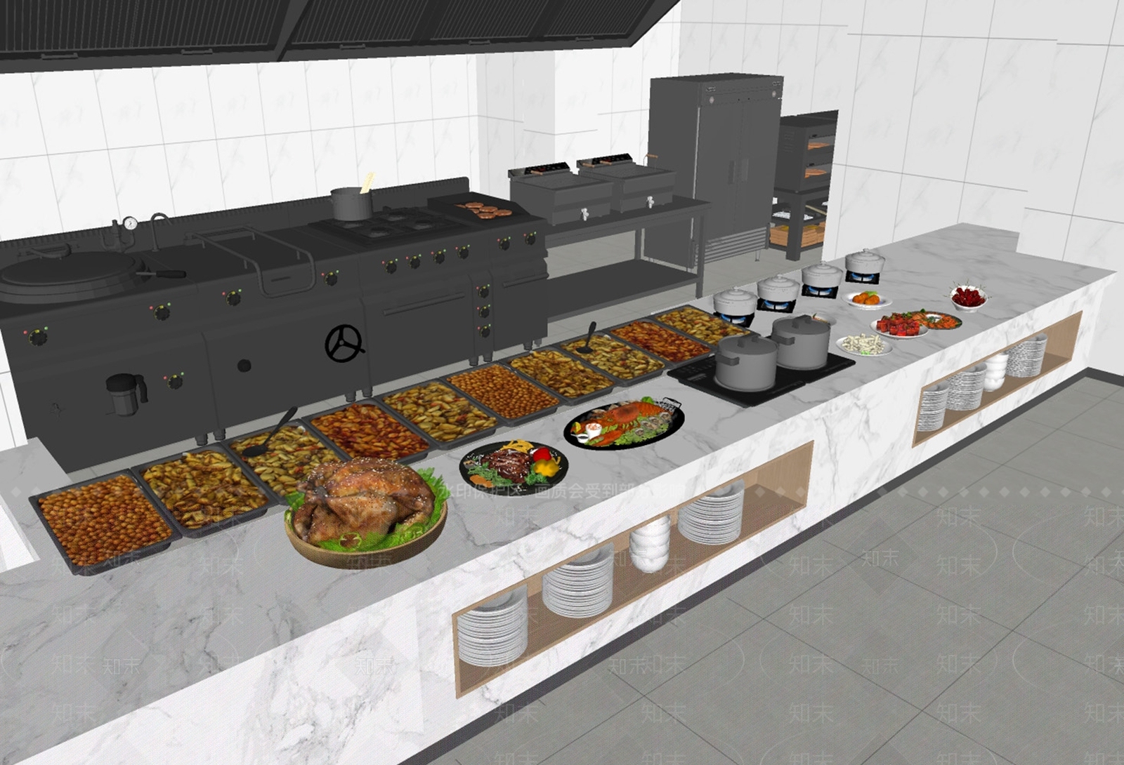现代食堂SU模型下载【ID:1192631951】