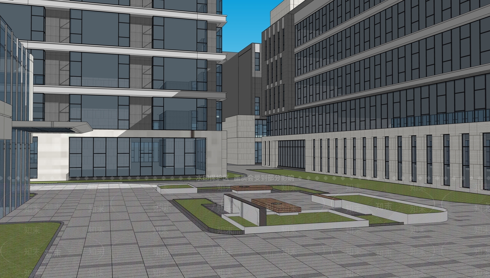 现代办公景观SU模型下载【ID:1192623212】