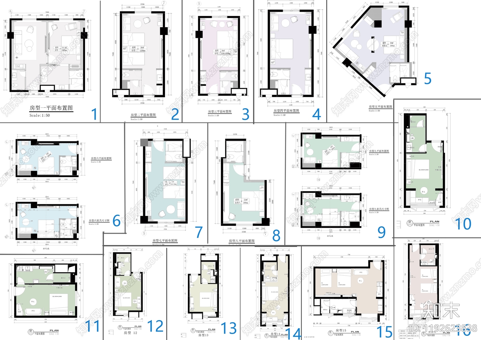 酒店客房施工图下载【ID:1192623838】