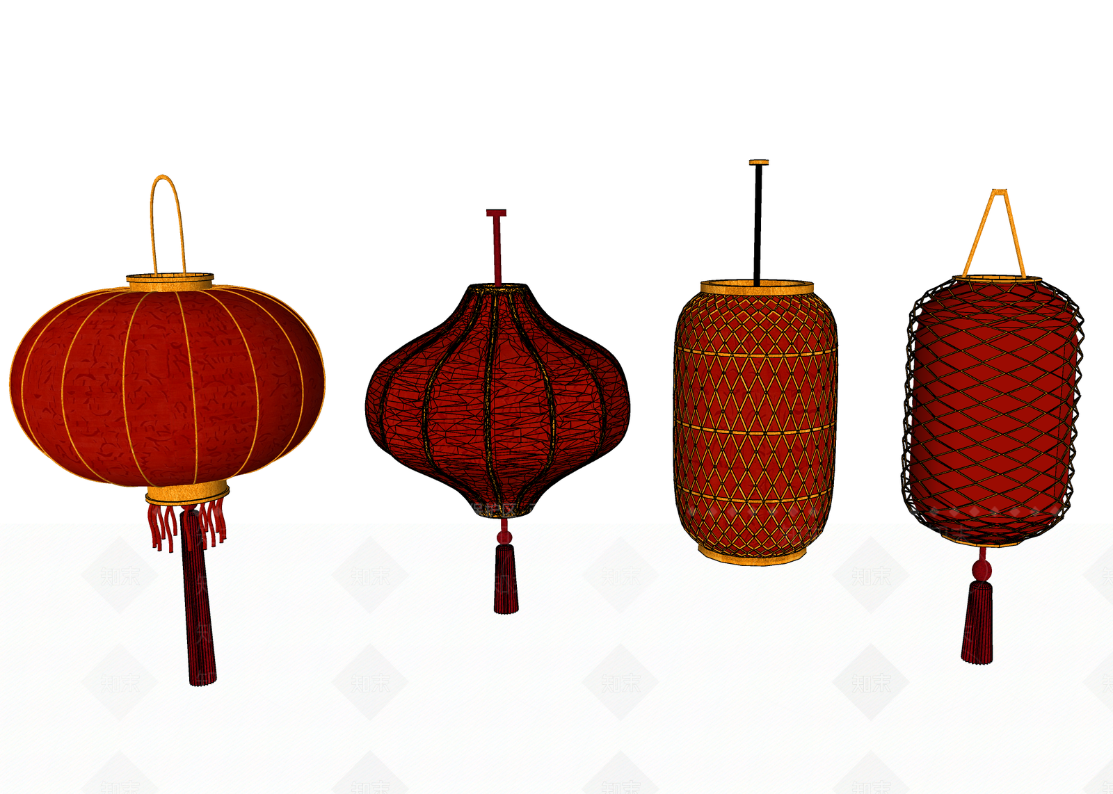 中式灯笼SU模型下载【ID:1192624175】