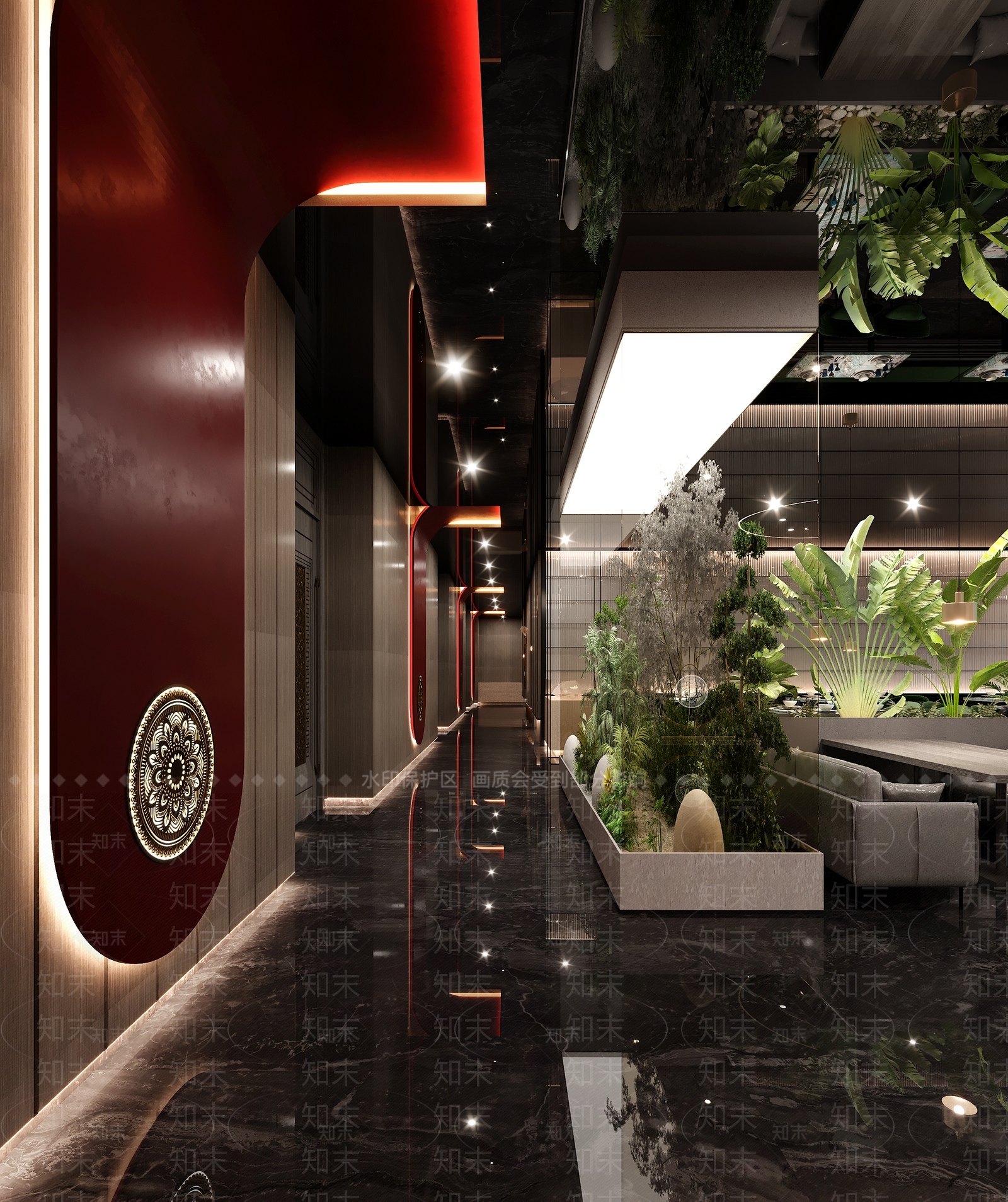 现代新中式中餐厅3D模型下载【ID:1192634217】
