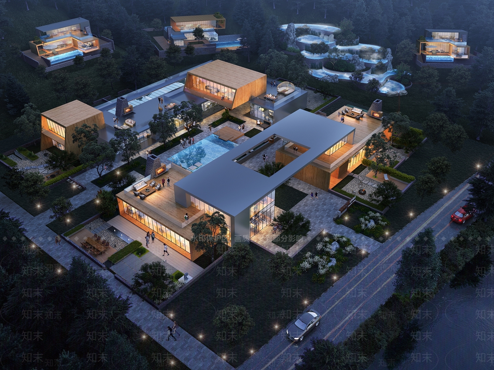 现代民宿建筑SU模型下载【ID:1192634533】
