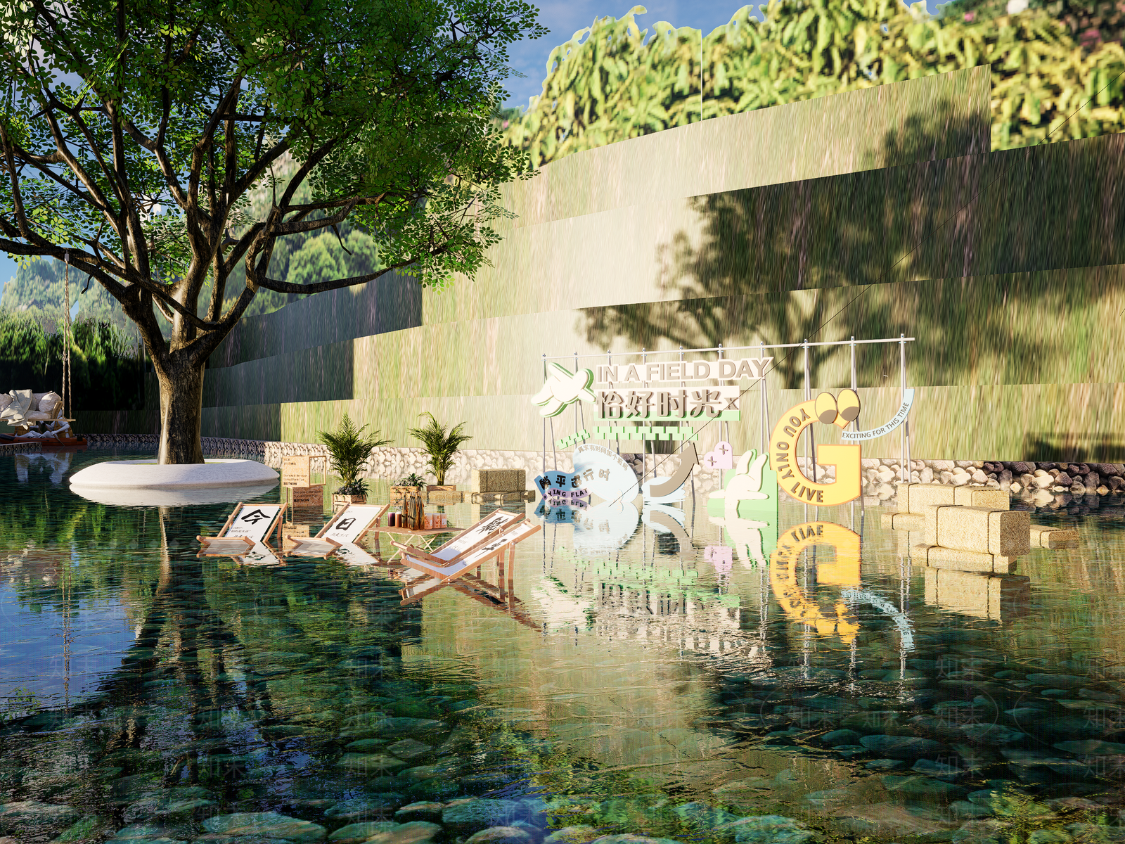现代滨水景观SU模型下载【ID:1192635628】