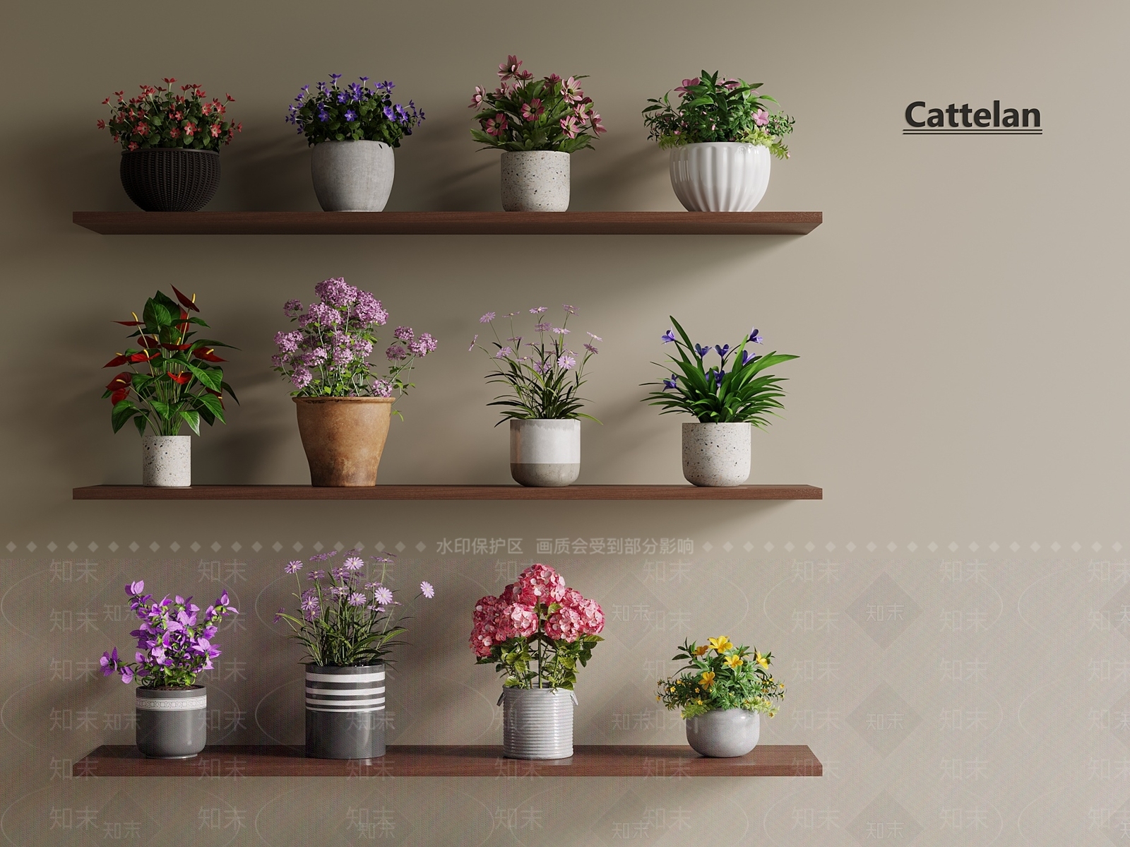 侘寂奶油花盆3D模型下载【ID:1192637198】