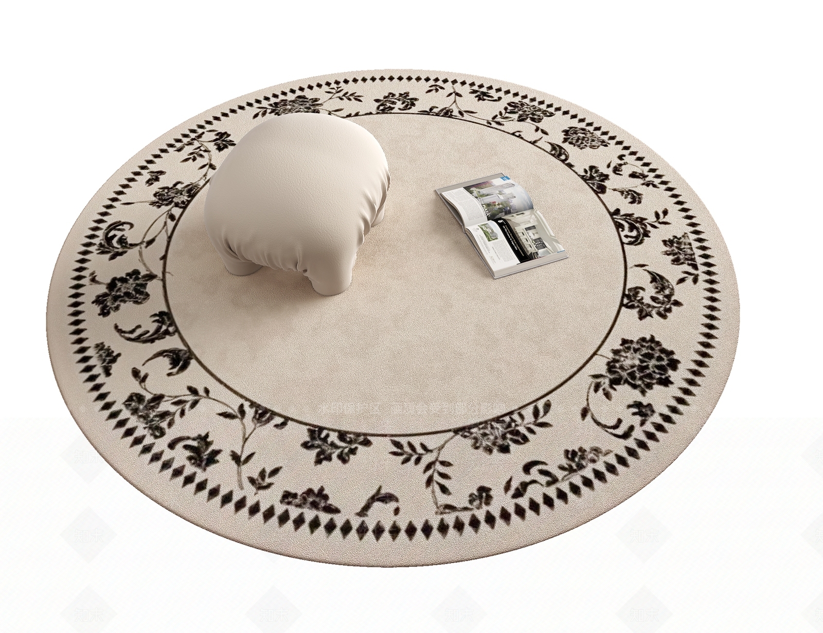 中古法式圆形地毯3D模型下载【ID:1192641921】