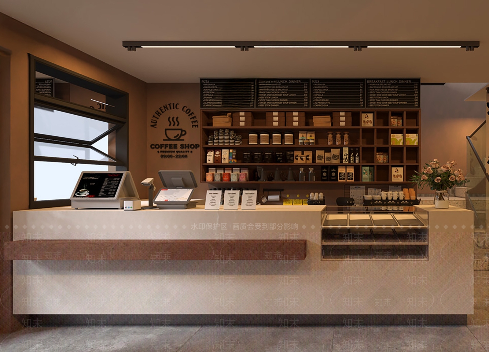 现代原木咖啡厅3D模型下载【ID:1192637771】