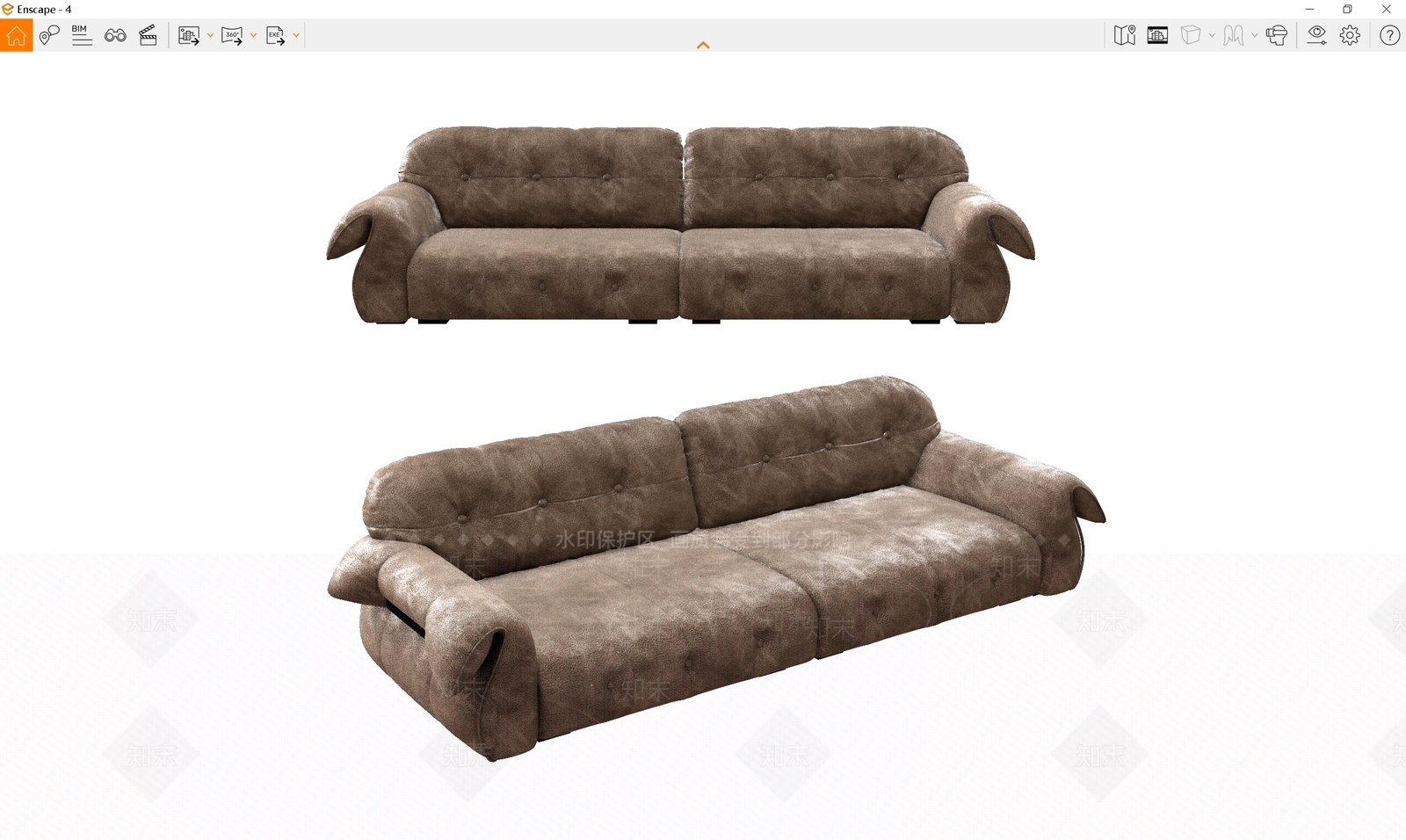 中古北欧多人沙发SU模型下载【ID:1192639232】