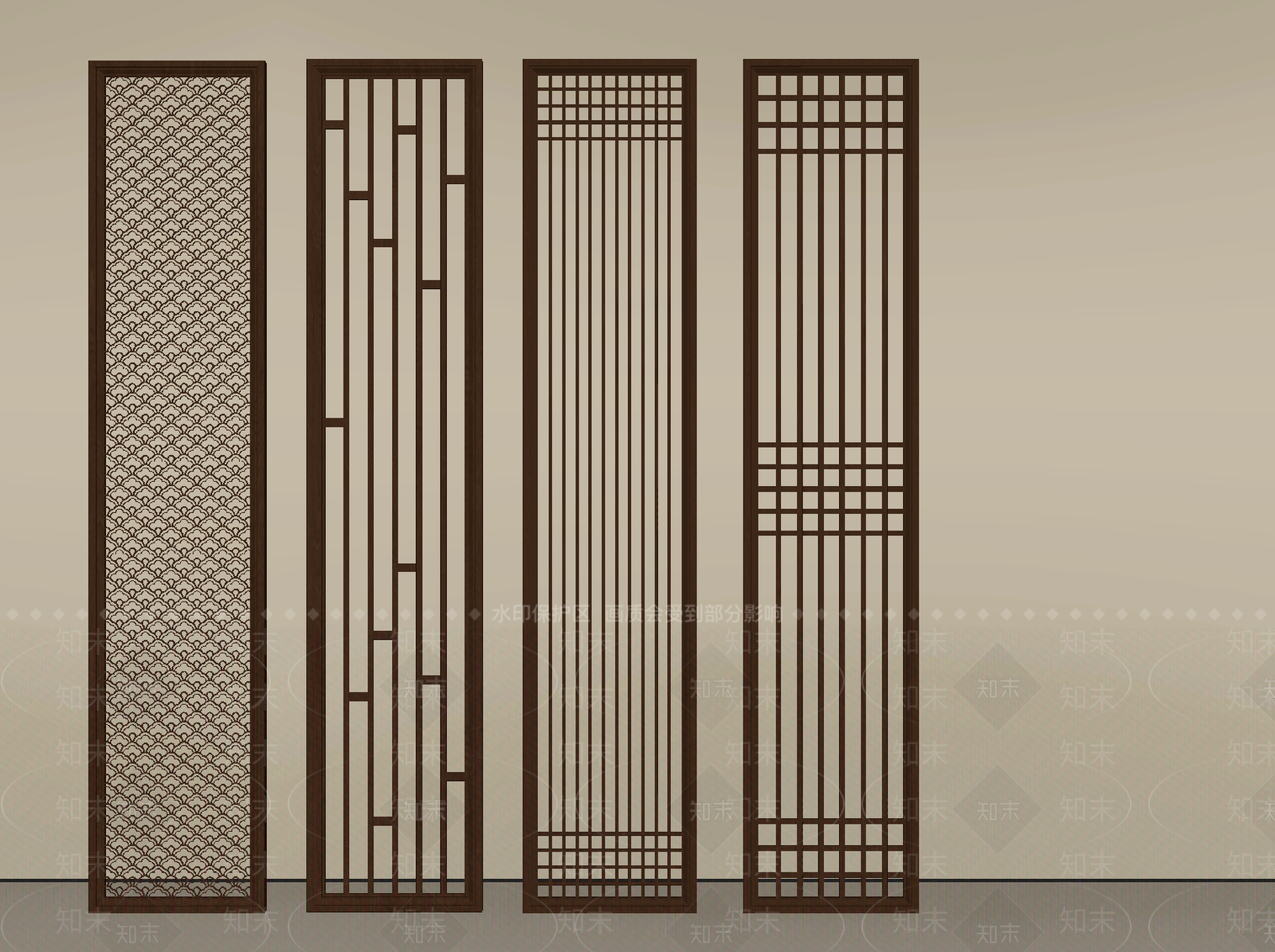 新中式屏风SU模型下载【ID:1192641297】