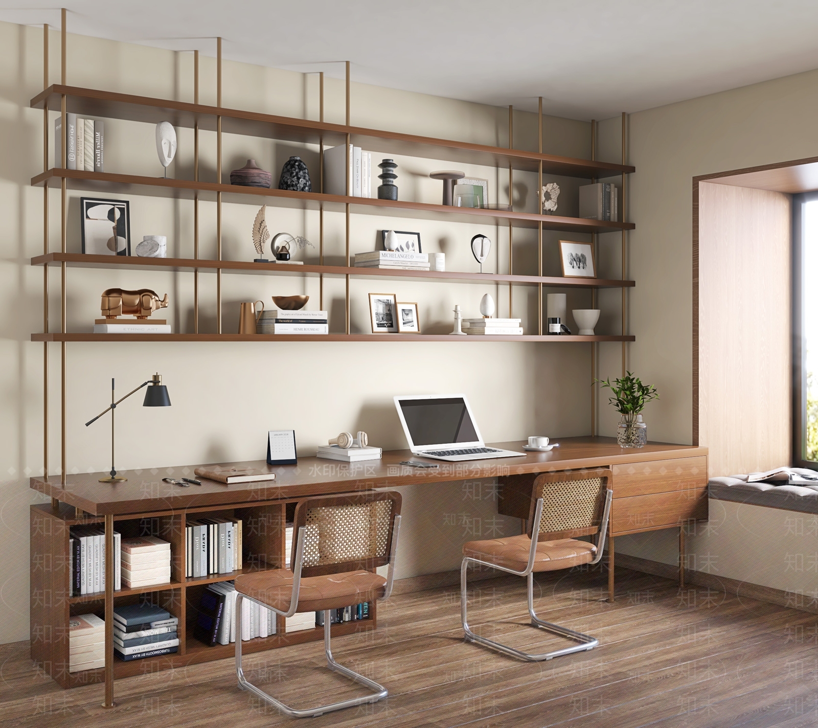 现代书房3D模型下载【ID:1192648341】