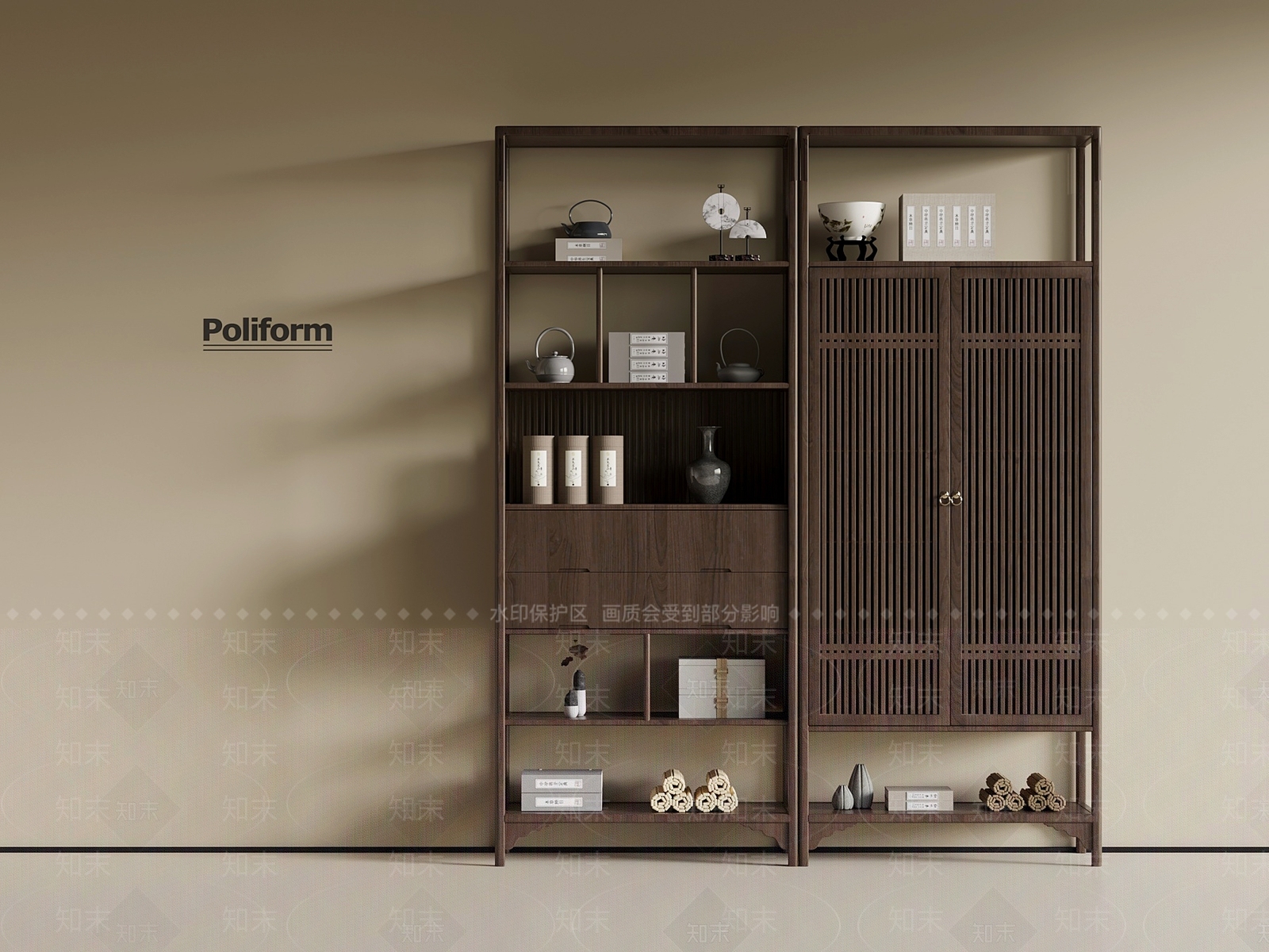 新中式博古架SU模型下载【ID:1192648850】