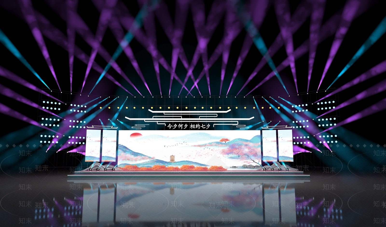 现代新中式舞台3D模型下载【ID:1192651384】