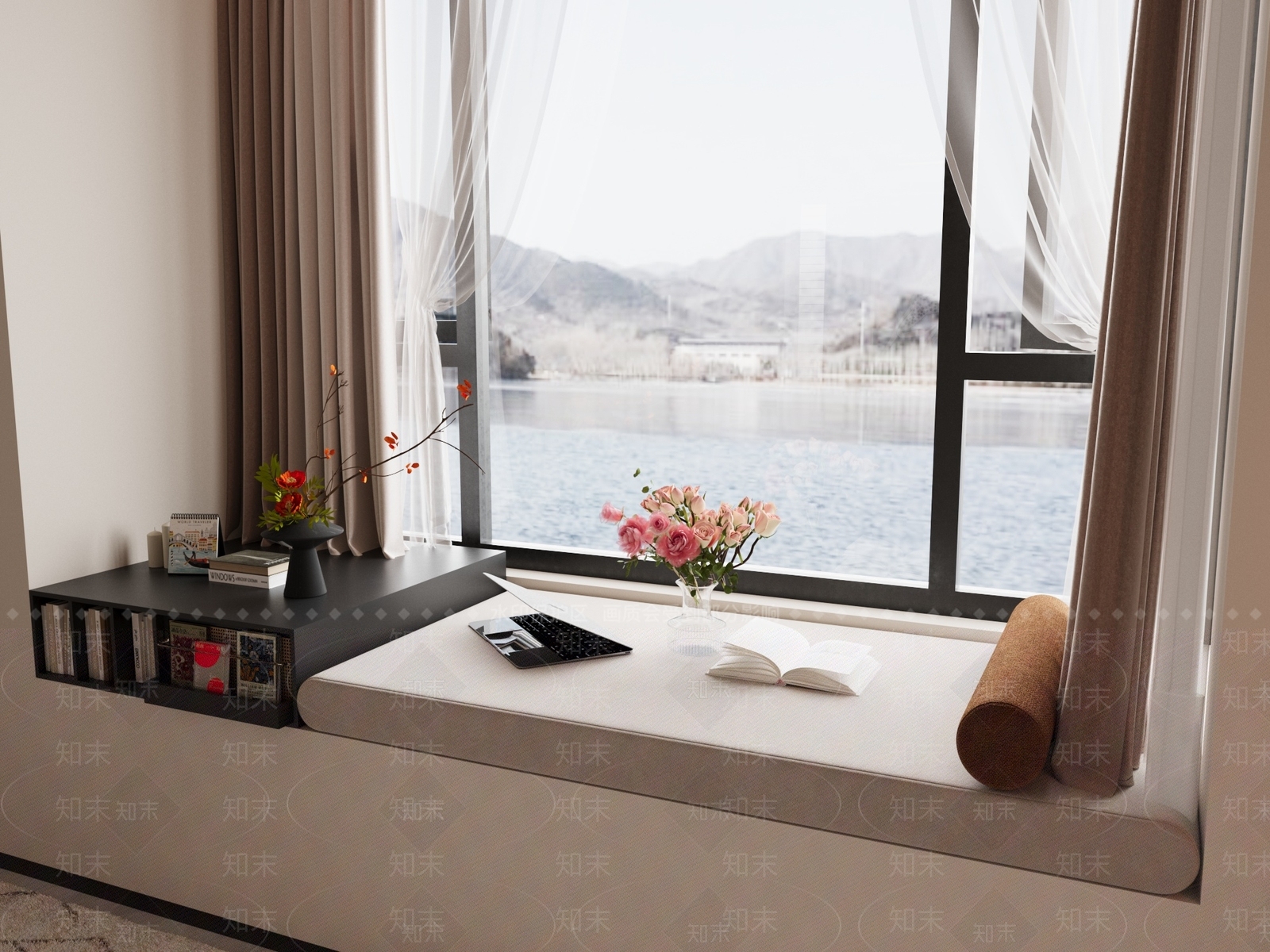 现代中古飘窗柜3D模型下载【ID:1192659236】