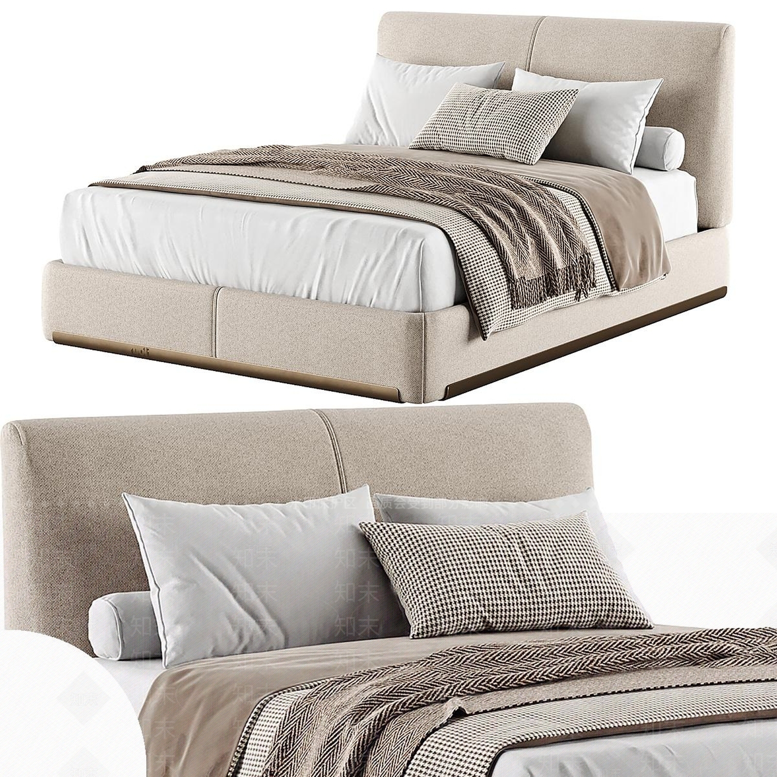 现代单人床3D模型下载【ID:1192662927】