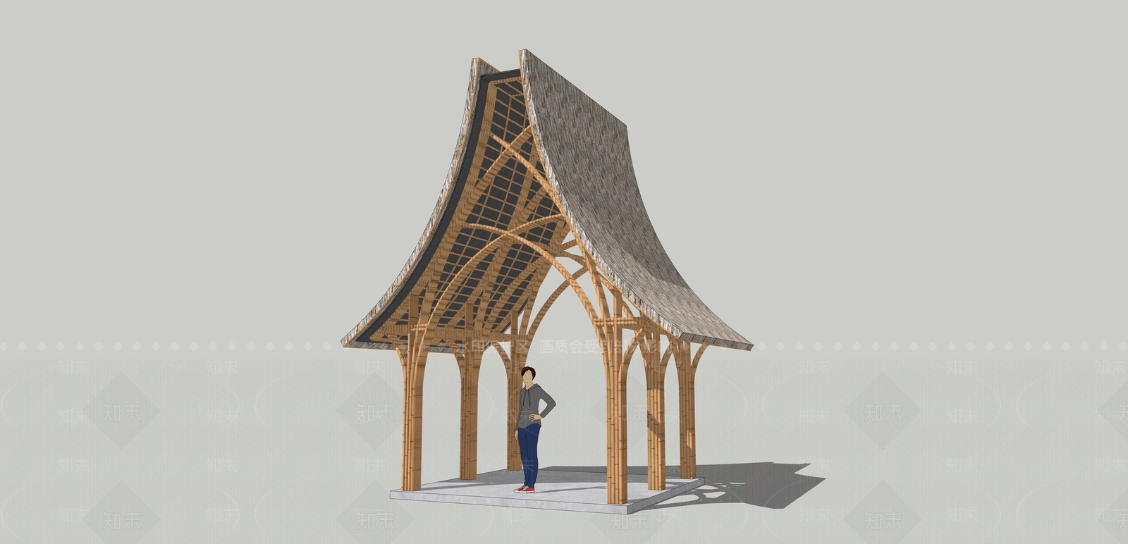 中式原木亭子SU模型下载【ID:1192665585】